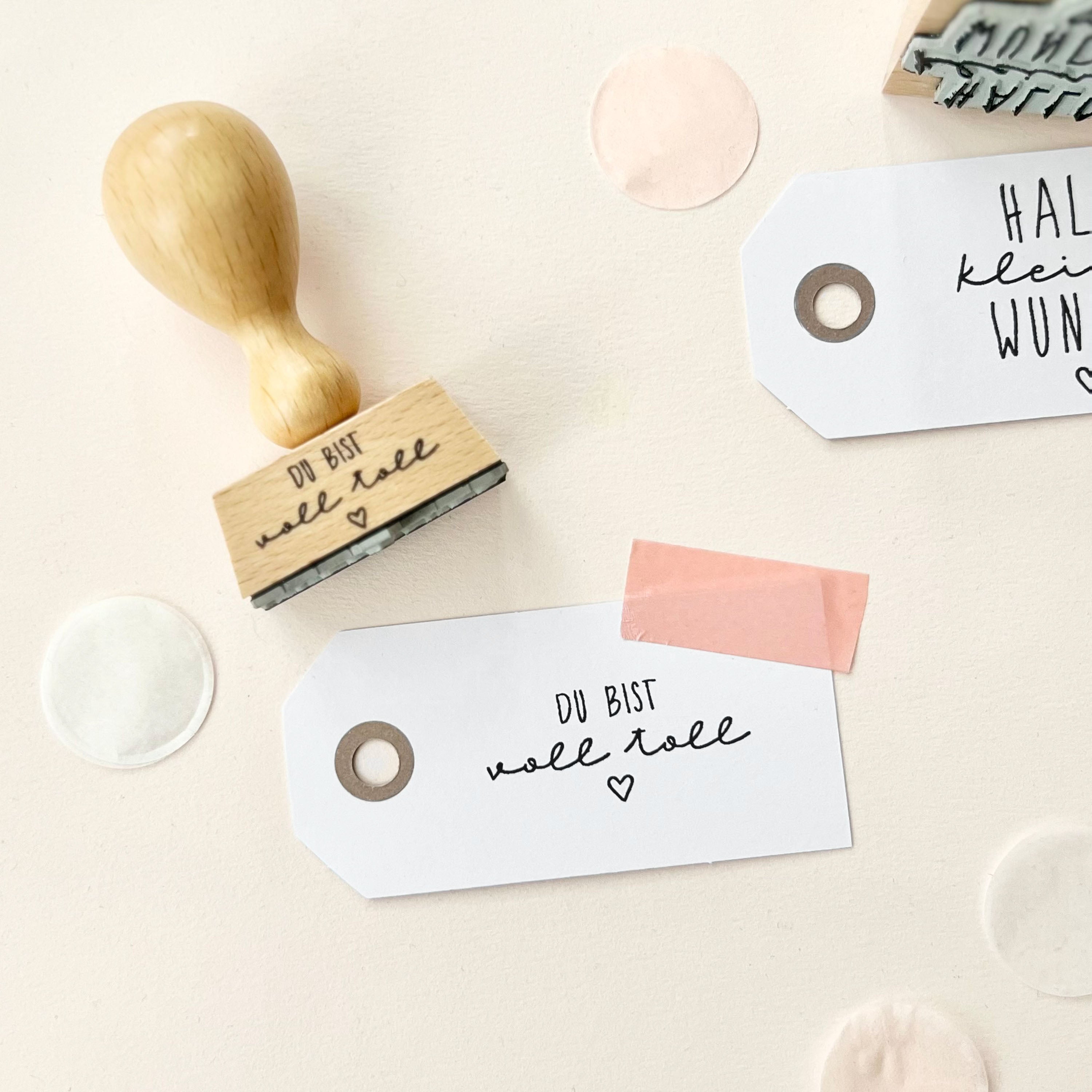 Stempel "du bist voll toll" mit Herz, Stempel Geschenk, Stempel Mitbringsel