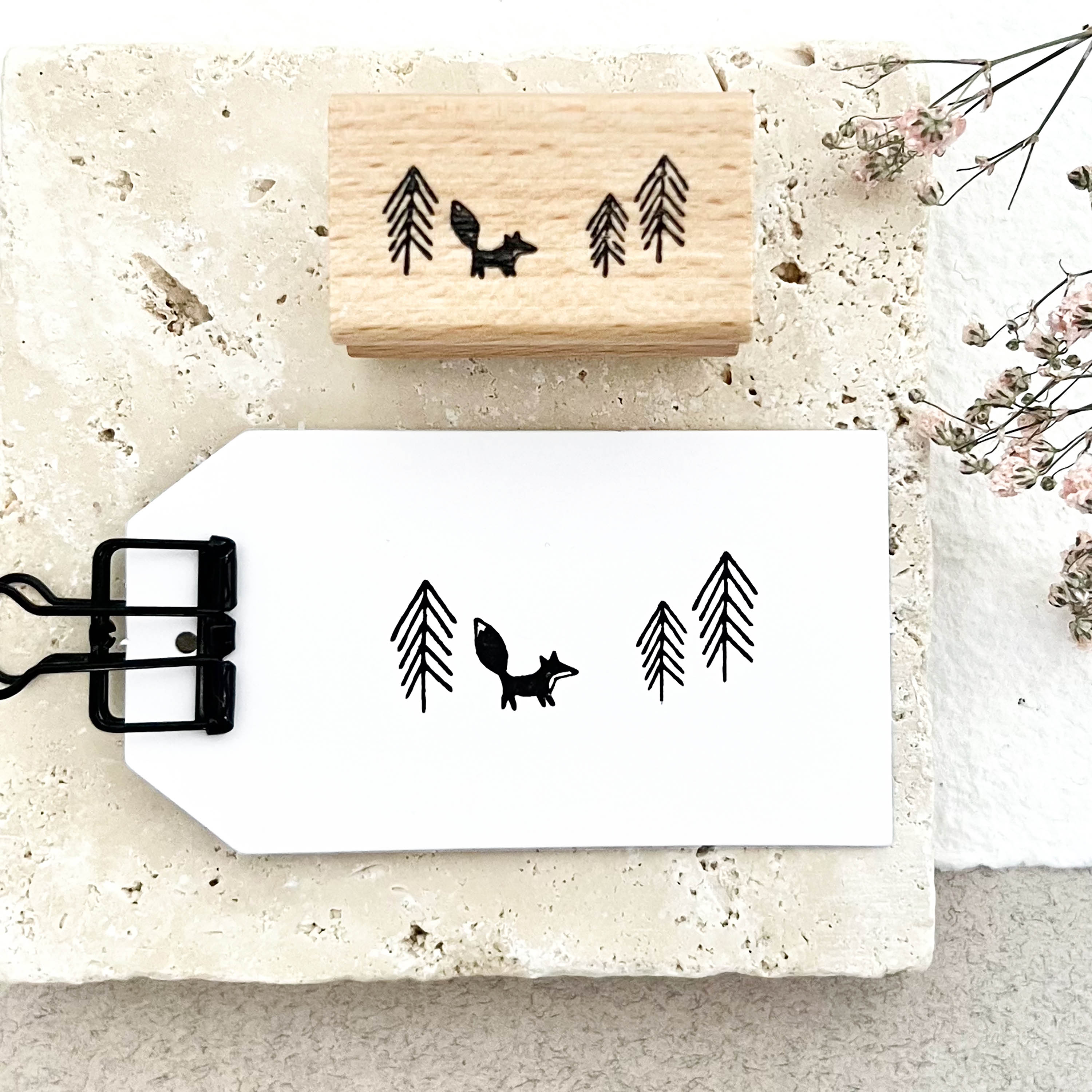 Stempel Weihnachten | Stempel Fuchs & Tannenbäume | Weihnachtsstempel