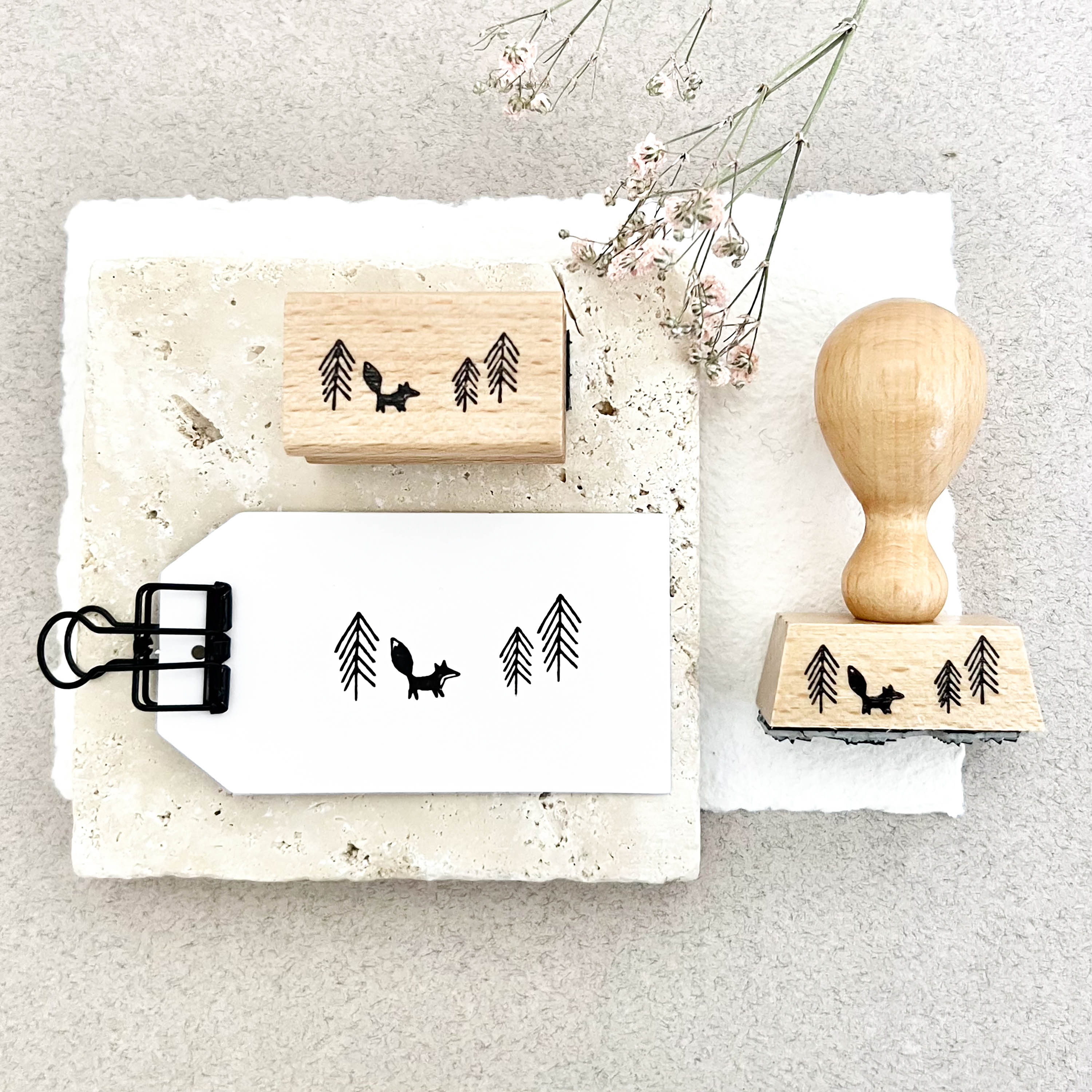 Stempel Weihnachten | Stempel Fuchs & Tannenbäume | Weihnachtsstempel