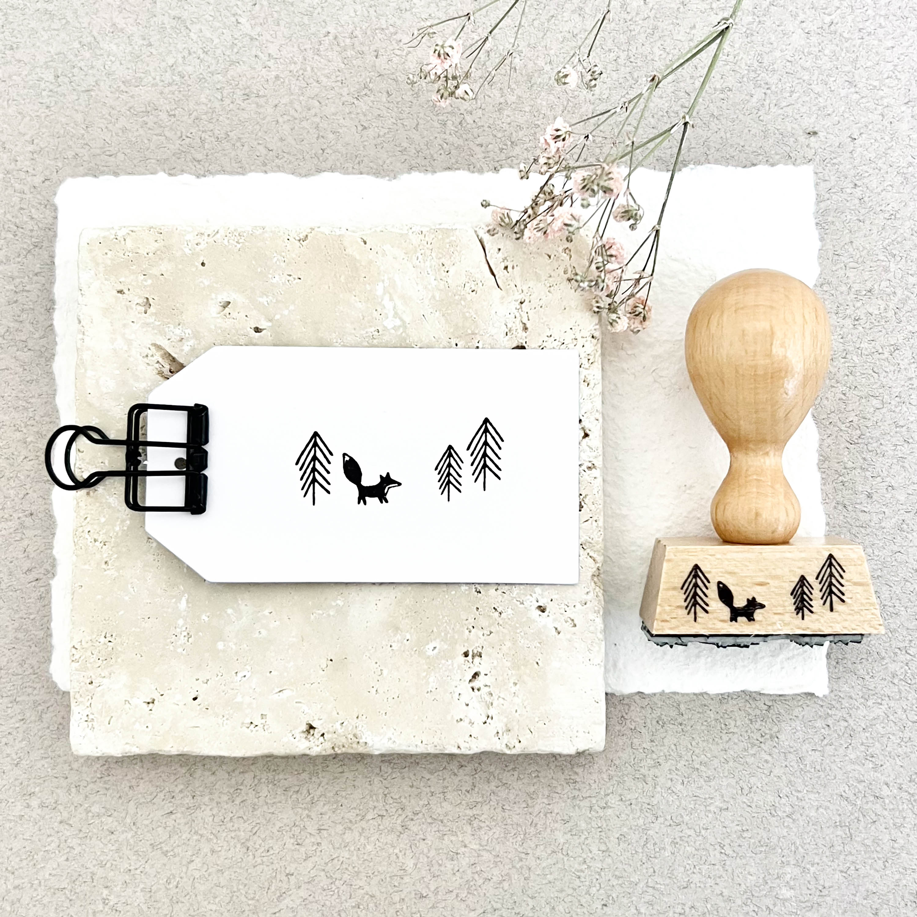 Stempel Weihnachten | Stempel Fuchs & Tannenbäume | Weihnachtsstempel