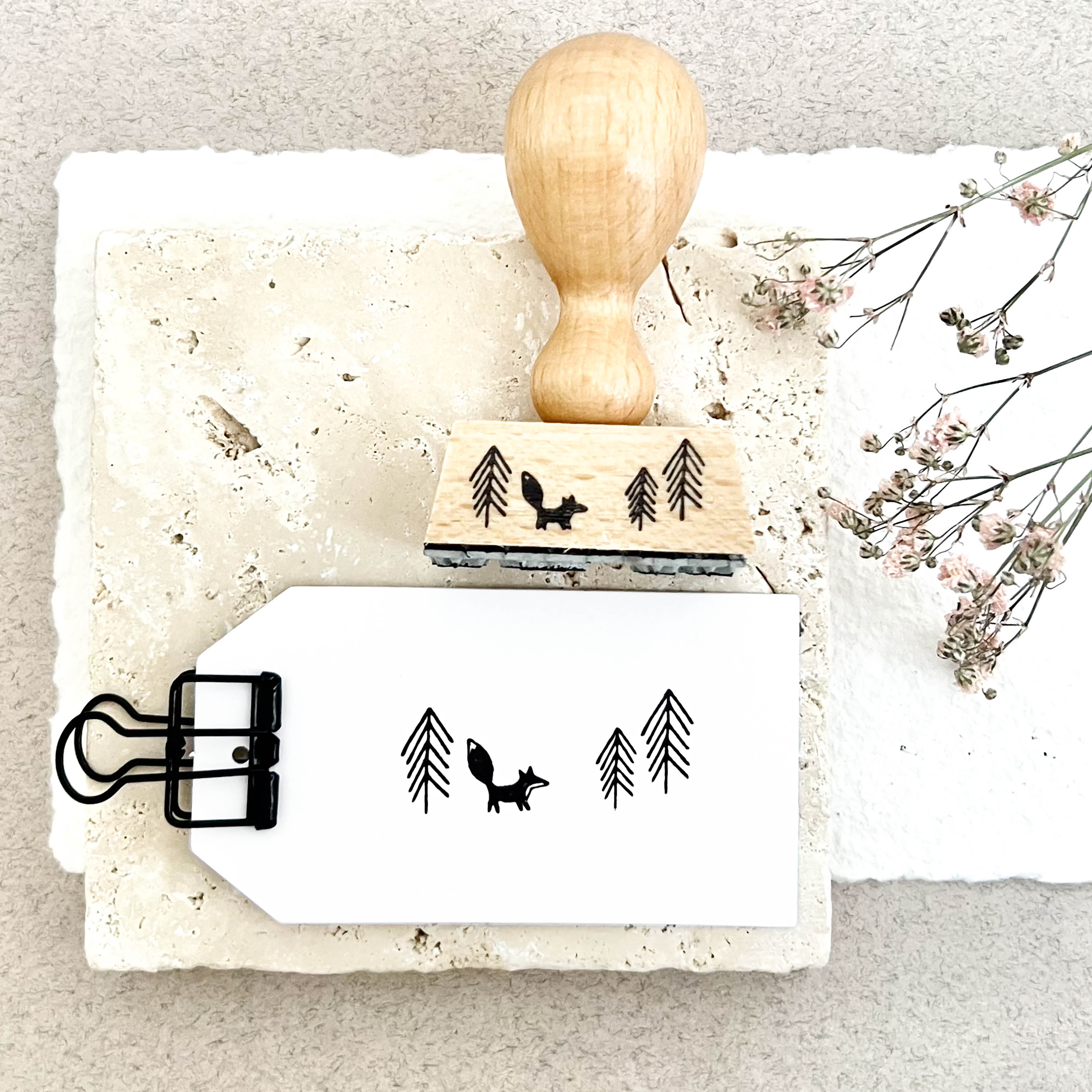 Stempel Weihnachten | Stempel Fuchs & Tannenbäume | Weihnachtsstempel