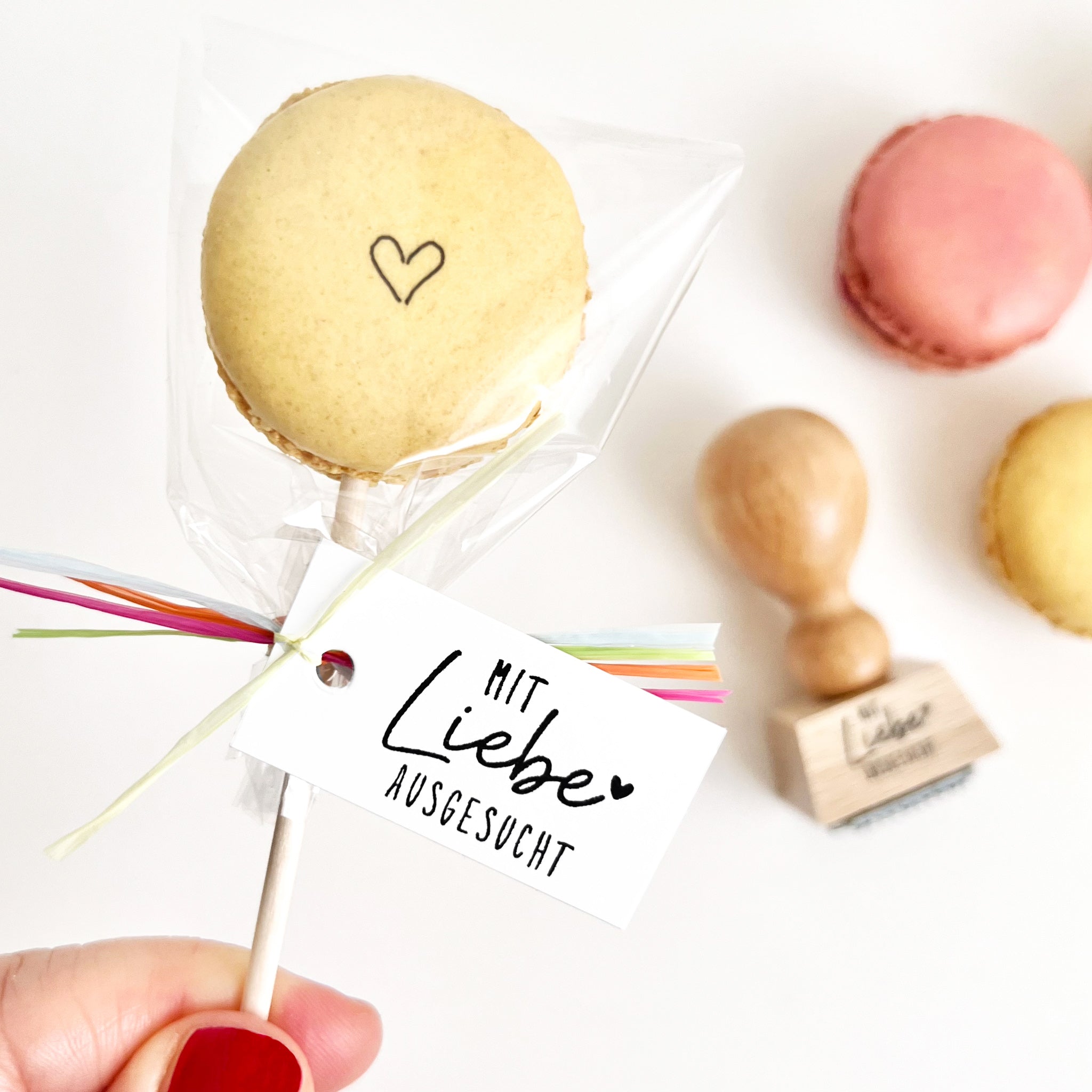 Stempel "mit Liebe ausgesucht", Holzstempel zum Geburtstag und zum Karten gestalten