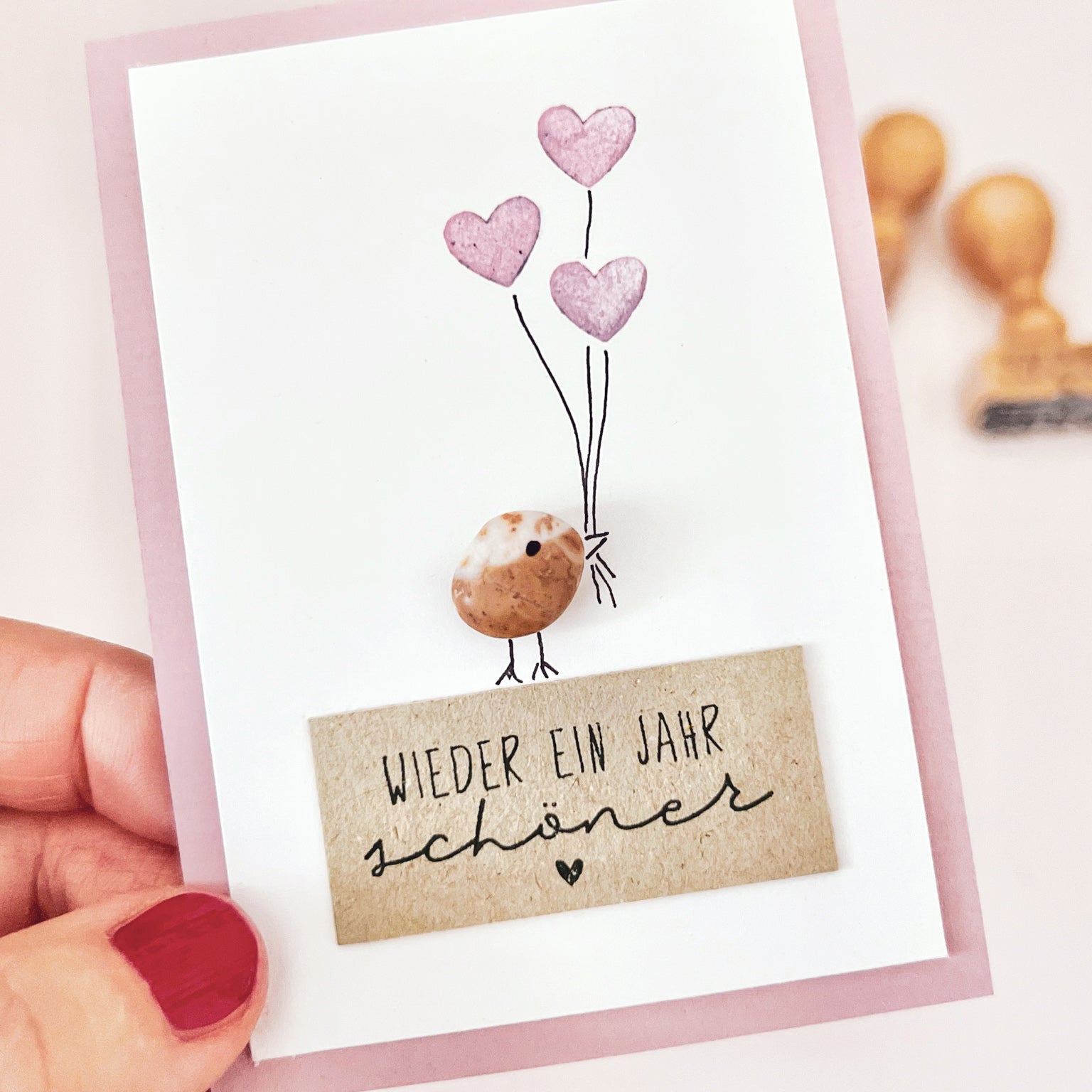 Stempel "wieder ein Jahr schöner" mit Herz, Stempel Geschenk, Geburtstagsgeschenk