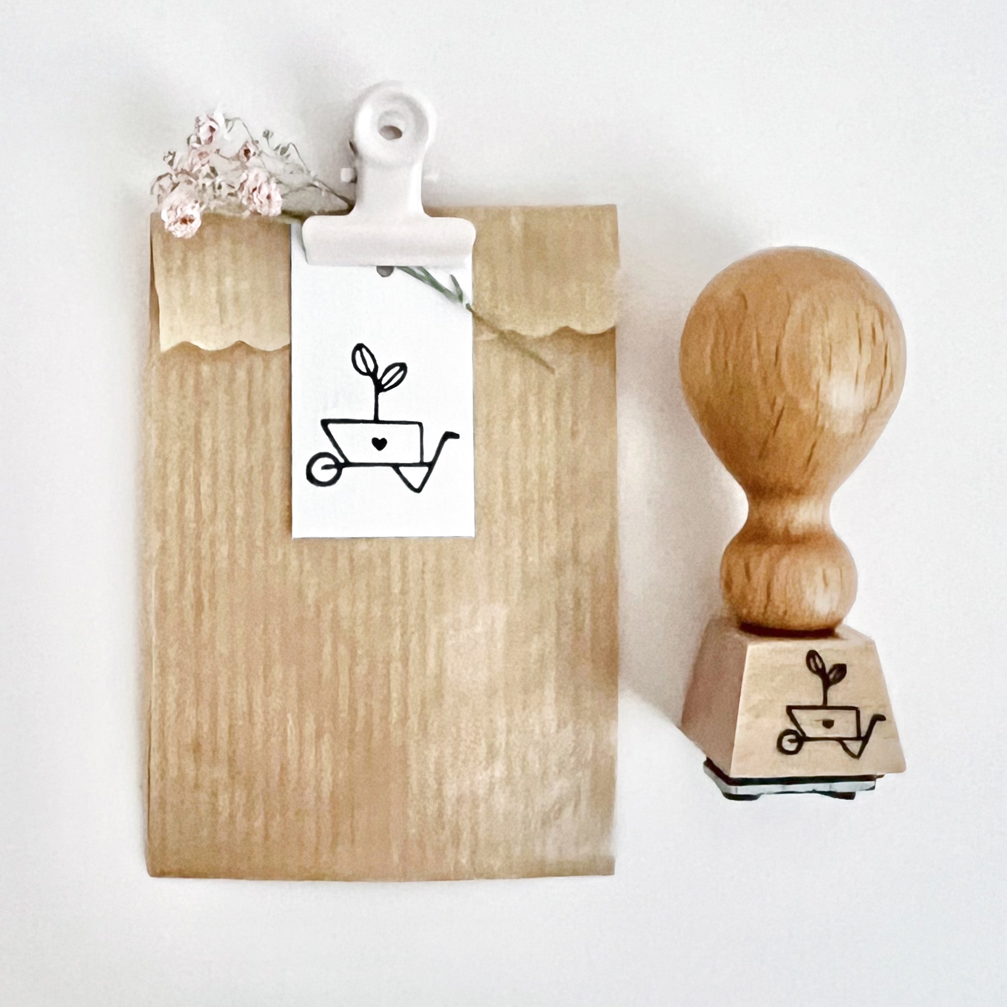 Stempel Schubkarre | Stempel Frühling | Holzstempel zum Karte gestalten