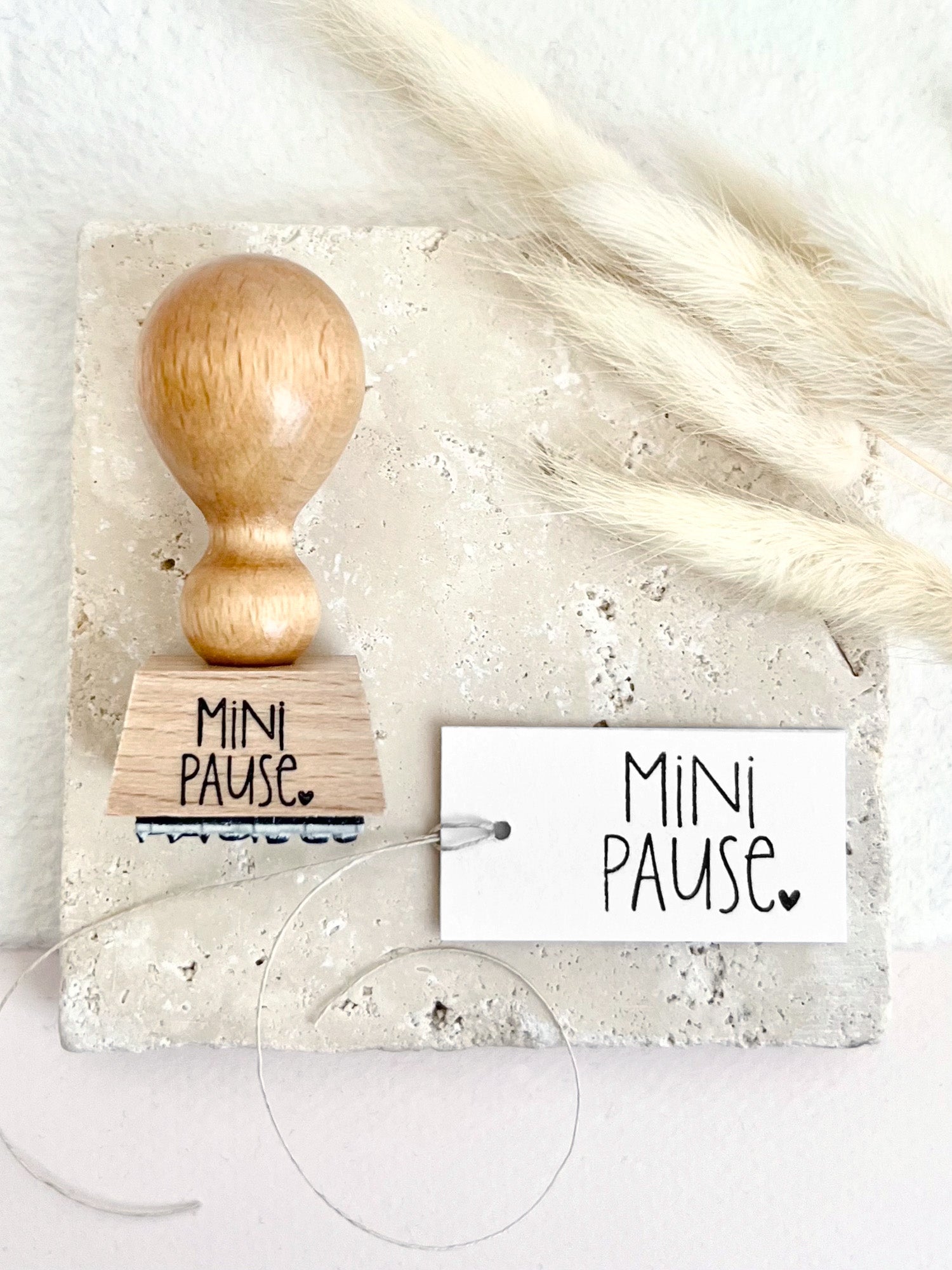 Stempel „Mini Pause“ | DIY Holzstempel für Geschenke | Mitbringsel kleine Auszeit