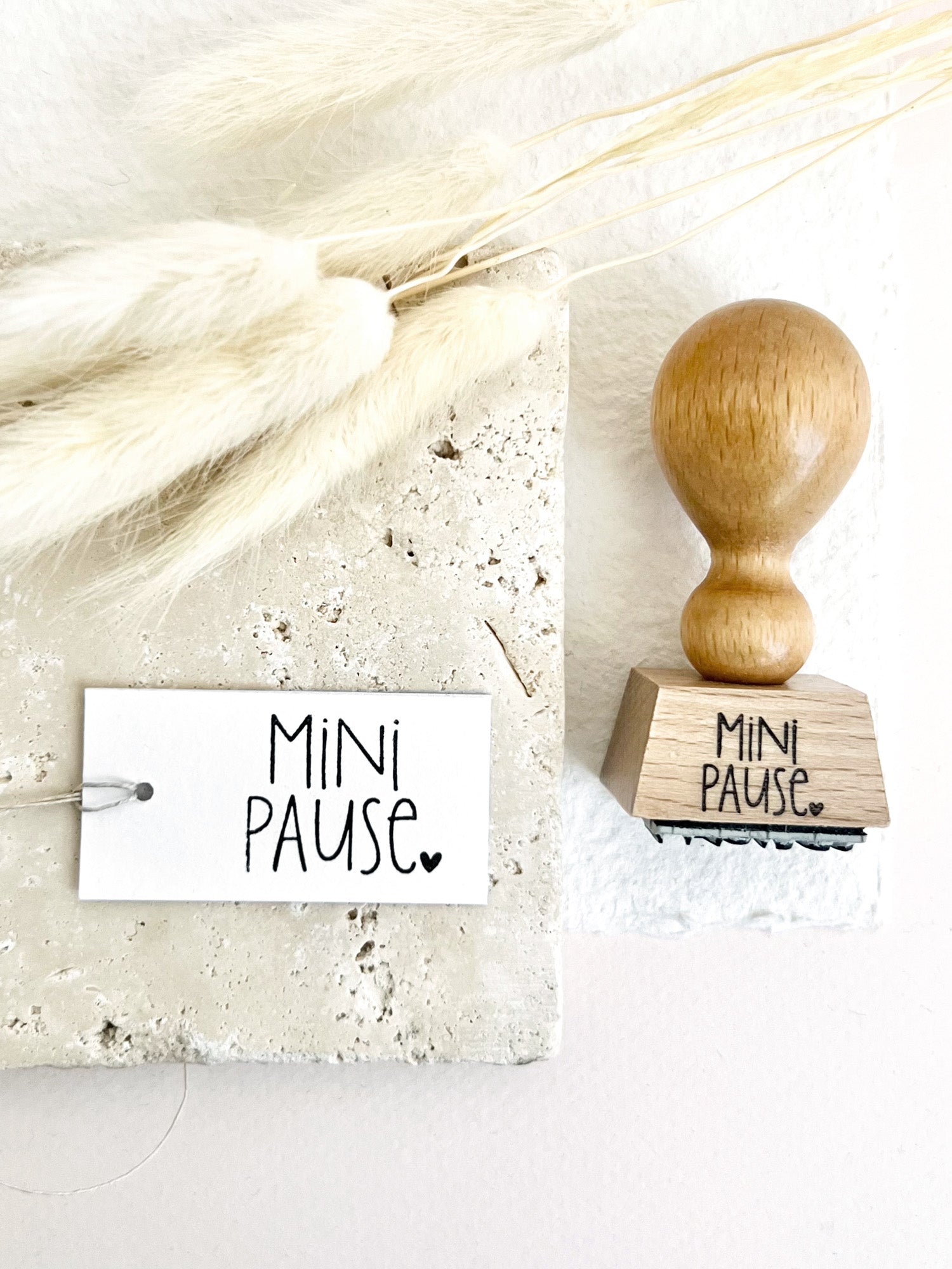 Stempel „Mini Pause“ | DIY Holzstempel für Geschenke | Mitbringsel kleine Auszeit