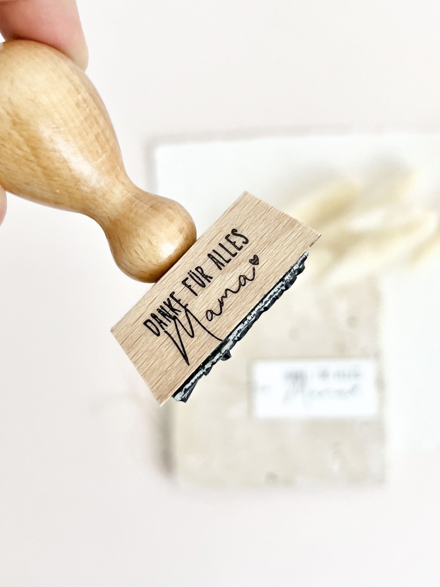 Stempel "Danke für alles Mama" mit Herz, Holzstempel Muttertag