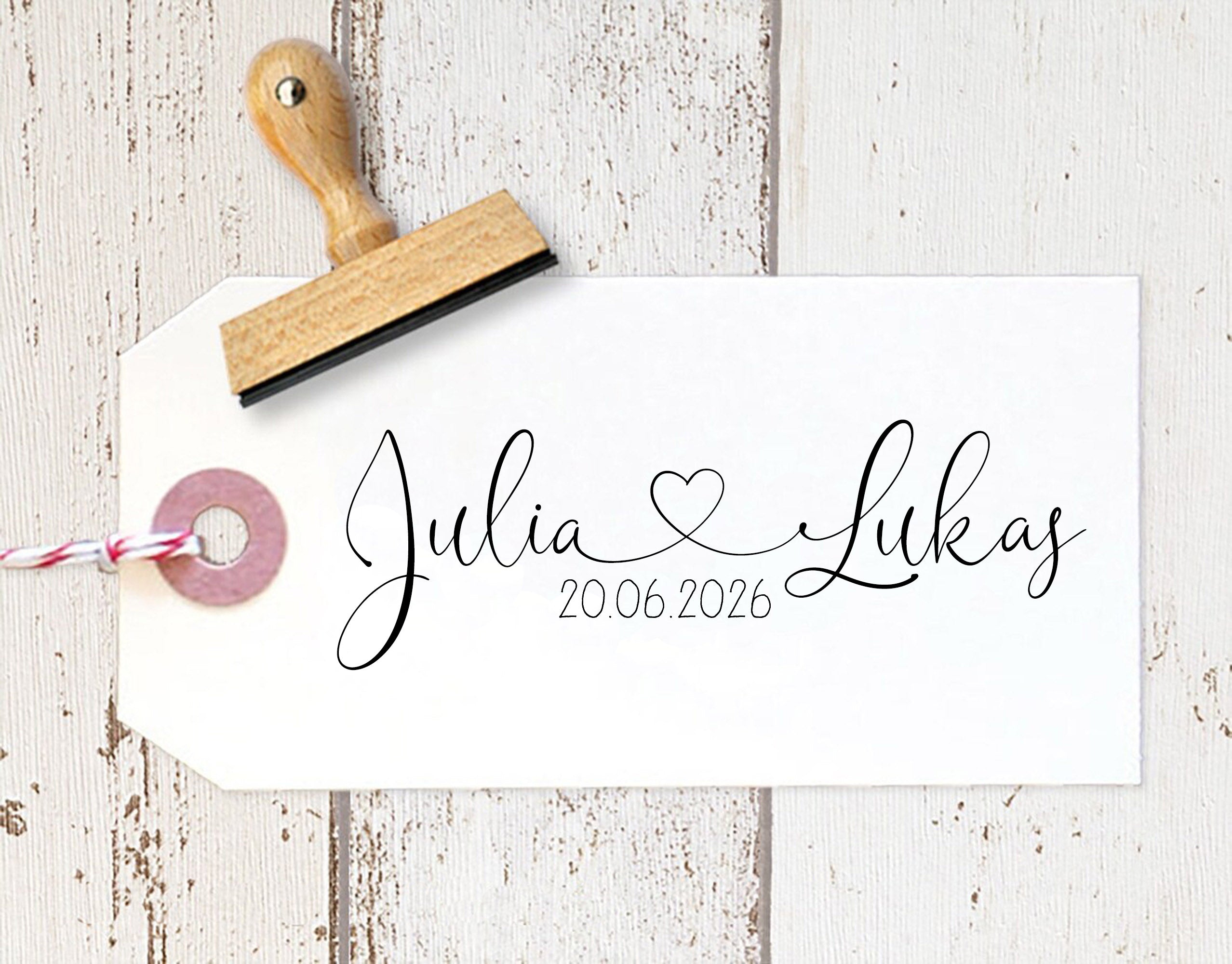 Stempel HOCHZEIT | Hochzeitsstempel herzverbunden | Hochzeitseinladung | Namen mit Herz | Hochzeitsdatum