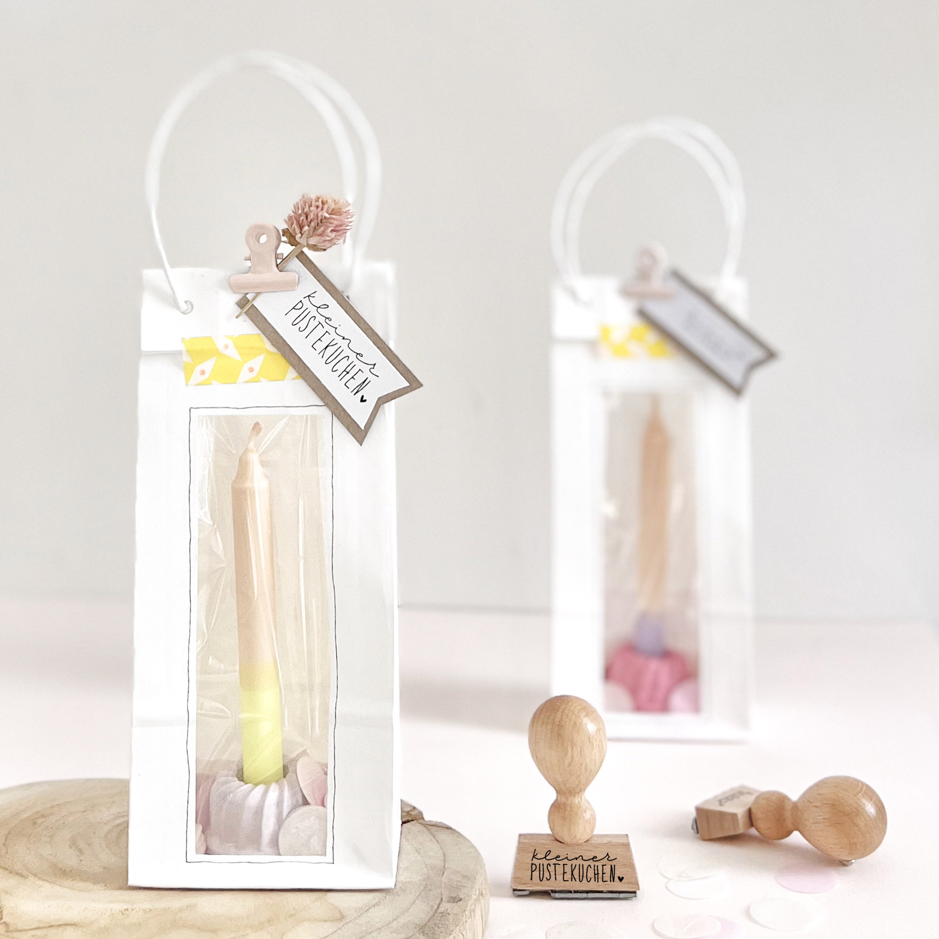 Stempel "kleiner Pustekuchen" mit Herz, Stempel Geschenk, Textstempel Geburtstag