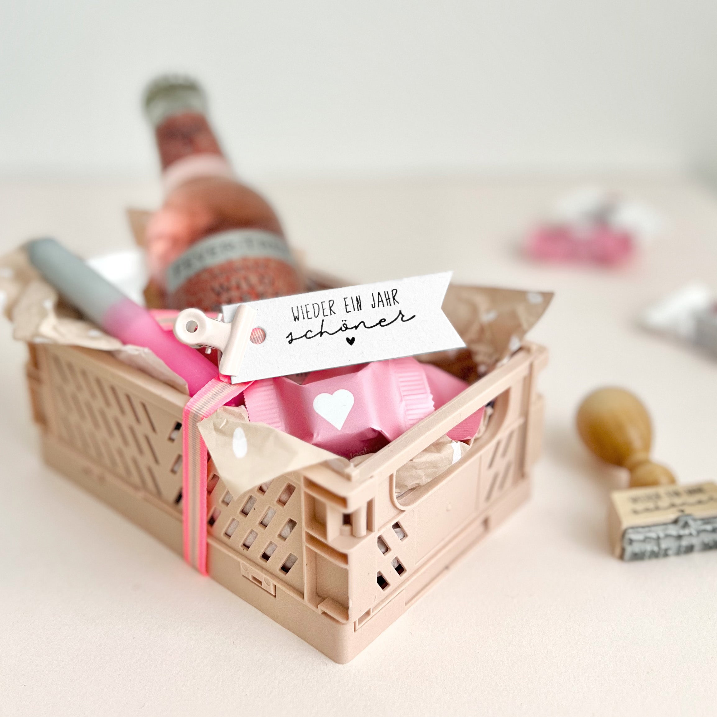 Stempel mit Text "wieder ein Jahr schöner", Stempel Geburtstag, Stempel DIY Geburtstagskarte, Geschenk für Freundin, Mitbringsel Geburtstag