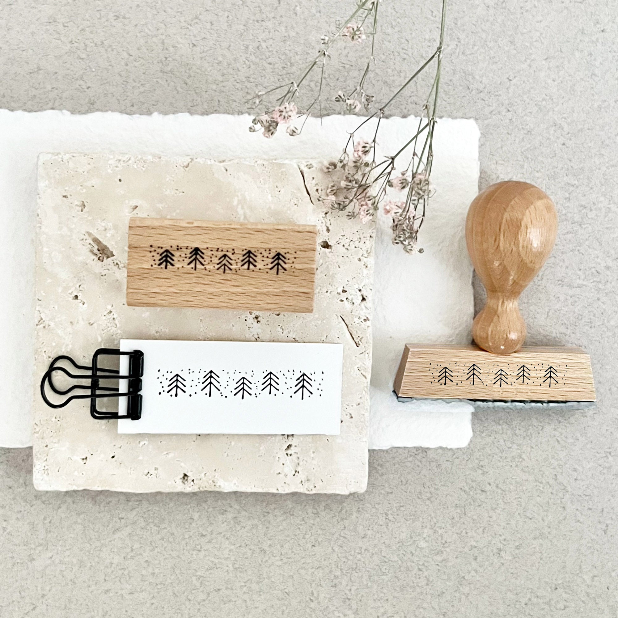 Stempel Weihnachten, Tannenbaum & Schneeflocken, Weihnachtsstempel