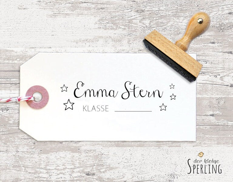 Stempel Adresse Sternchen, Namensstempel, Adressstempel, Schulstempel, Kinderstempel, Stempel Wunschtext, personalisiert