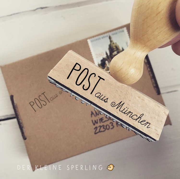 Stempel POST aus ... deiner Stadt, Stempel Adresse, Wunschtext, personalisiert