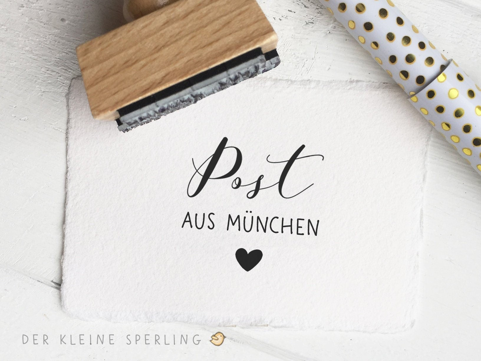 Stempel POST aus ... deiner Stadt mit Herz, Stempel Adresse