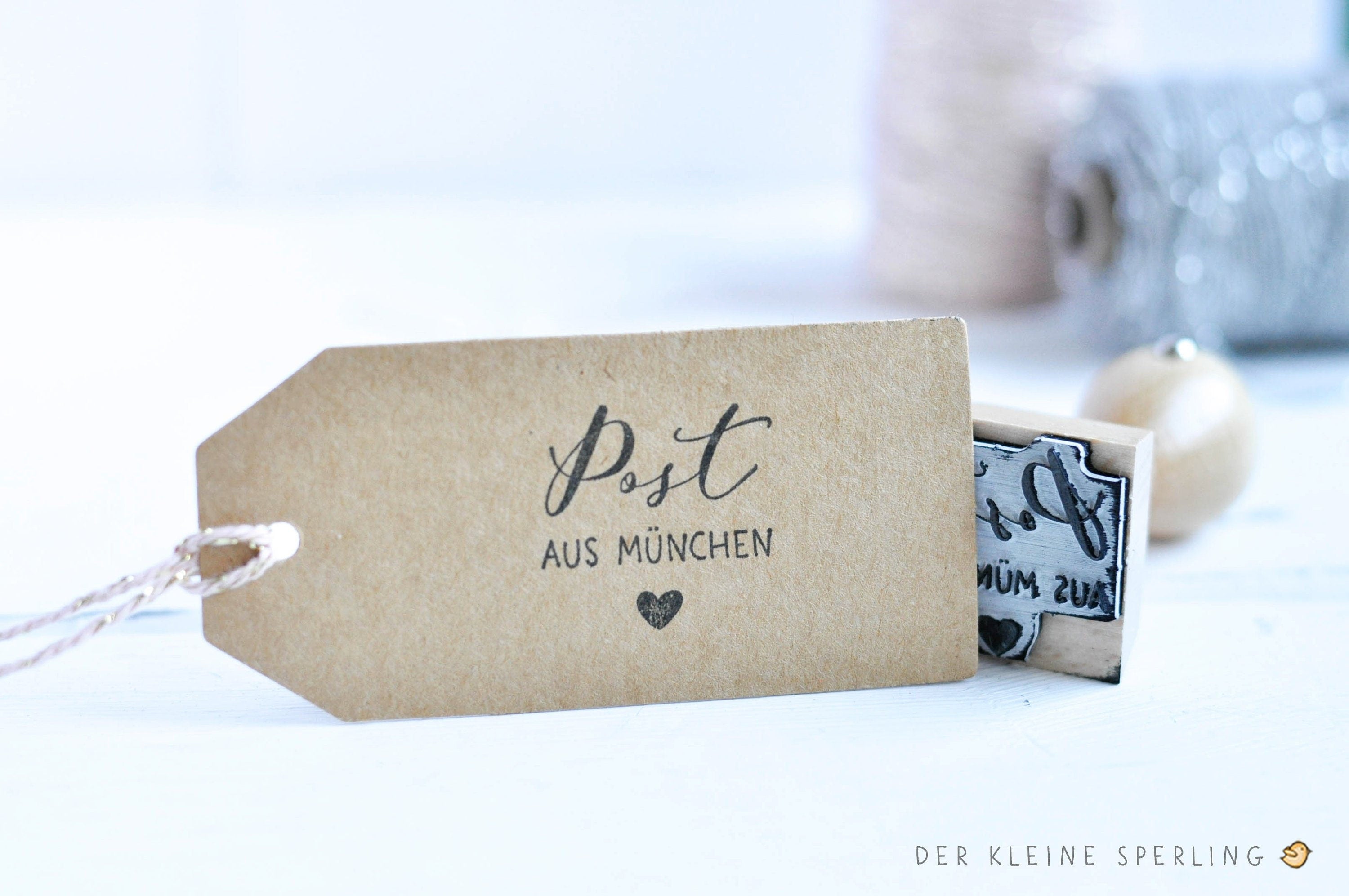 Stempel POST aus ... deiner Stadt mit Herz, Stempel Adresse