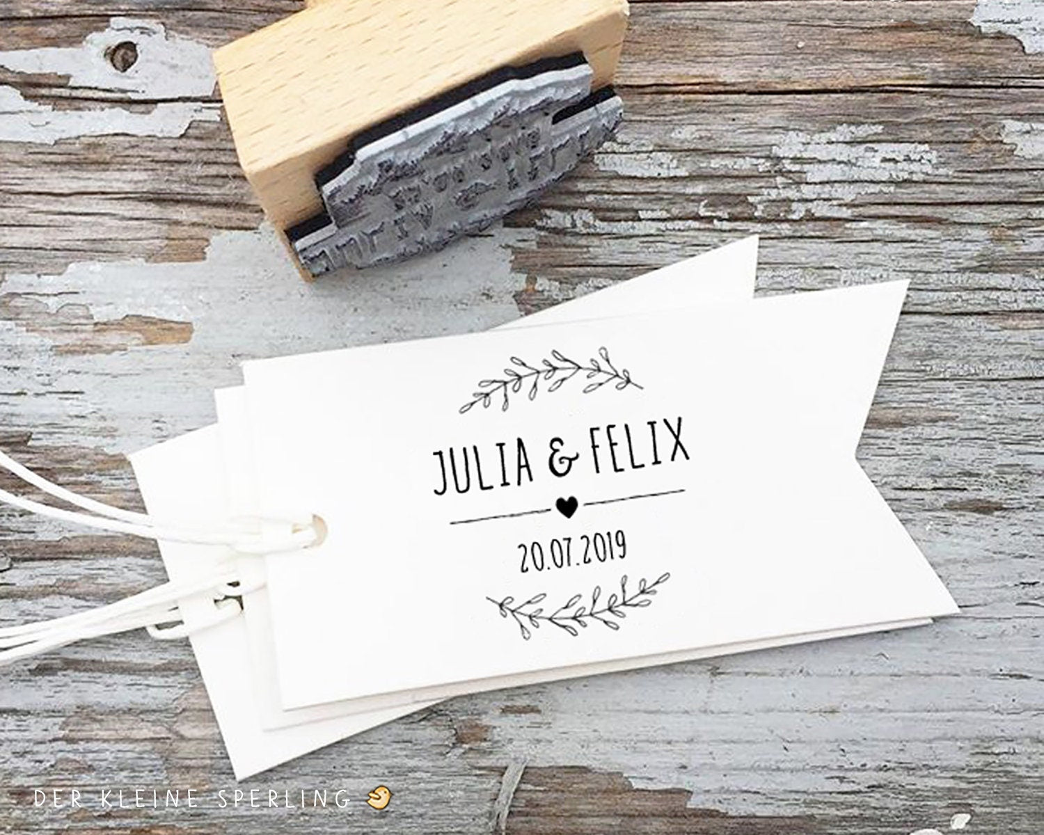 Stempel Hochzeit personalisiert | mit Blätterranken | Hochzeitsstempel