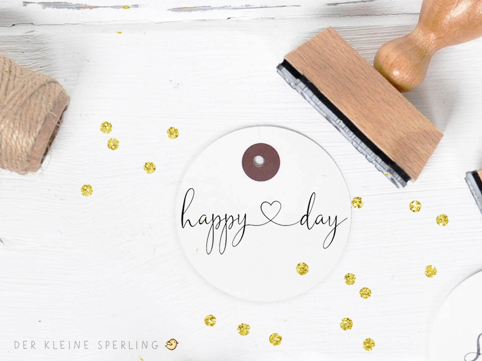 Stempel happy day mit Herz, Stempel Hochzeit, Hochzeitseinladung