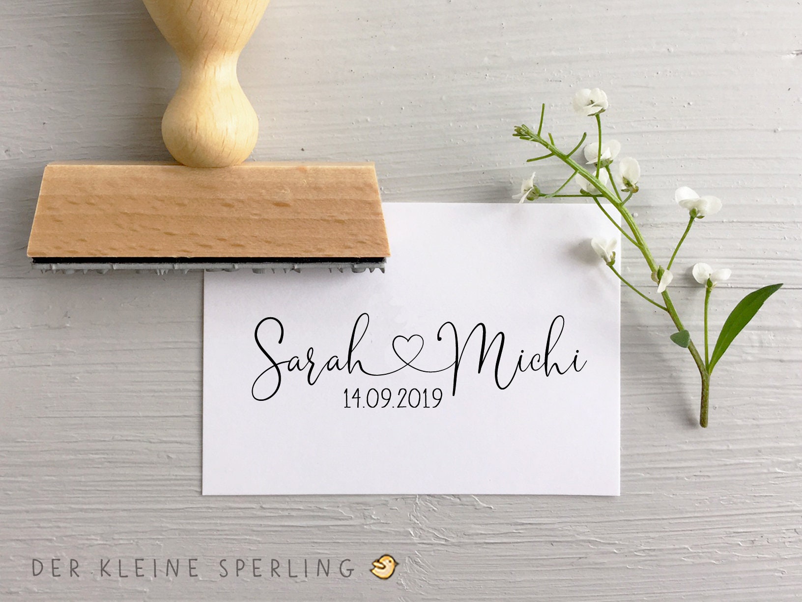 Stempel HOCHZEIT | Hochzeitsstempel herzverbunden | Hochzeitseinladung | Namen mit Herz | Hochzeitsdatum