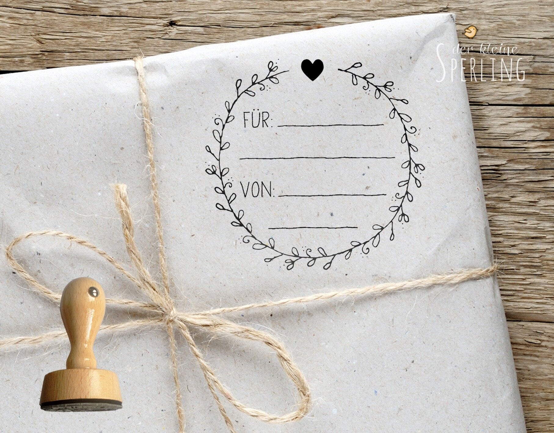 Stempel FÜR und VON, Stempel Geschenkanhänger