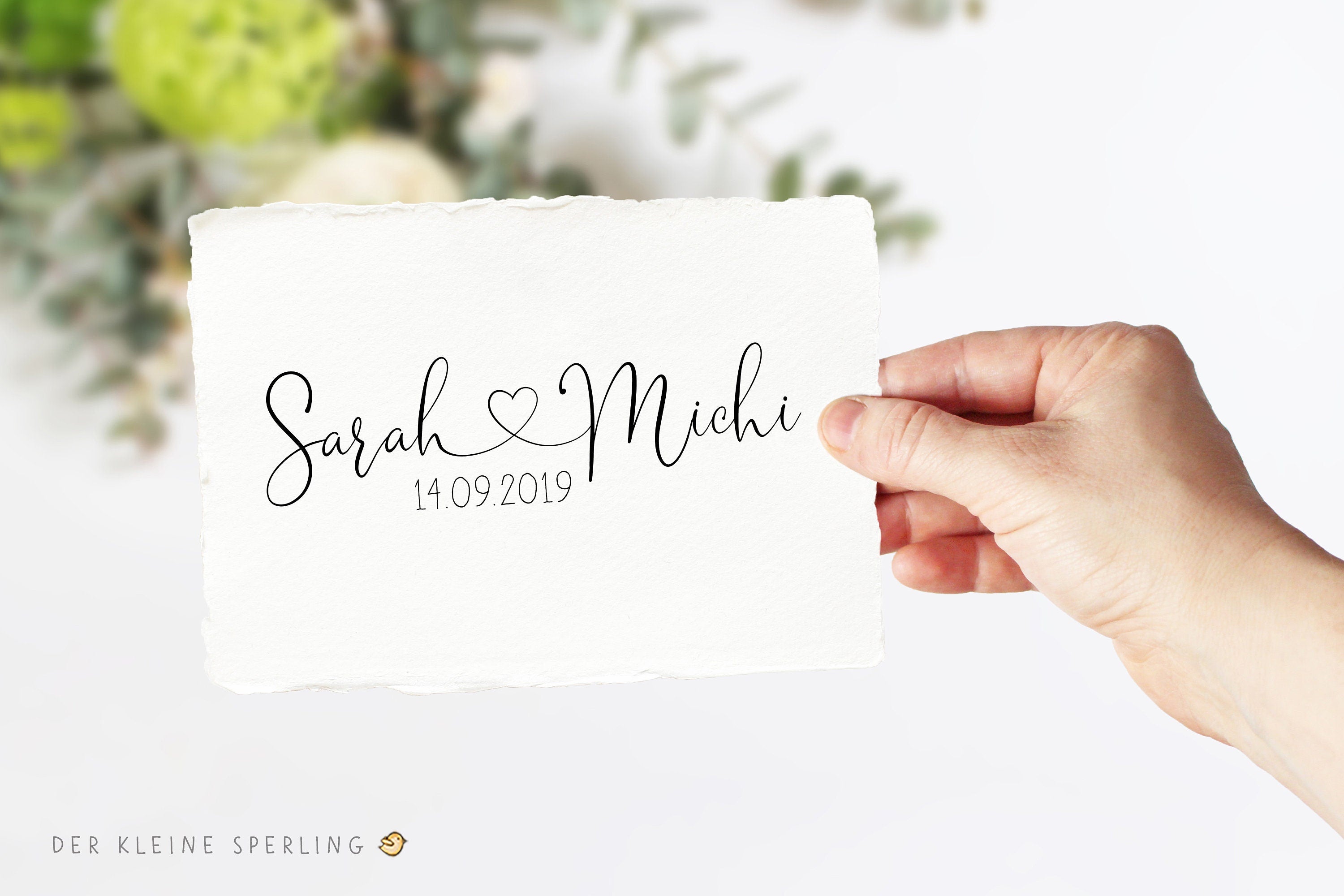 Stempel HOCHZEIT | Hochzeitsstempel herzverbunden | Hochzeitseinladung | Namen mit Herz | Hochzeitsdatum