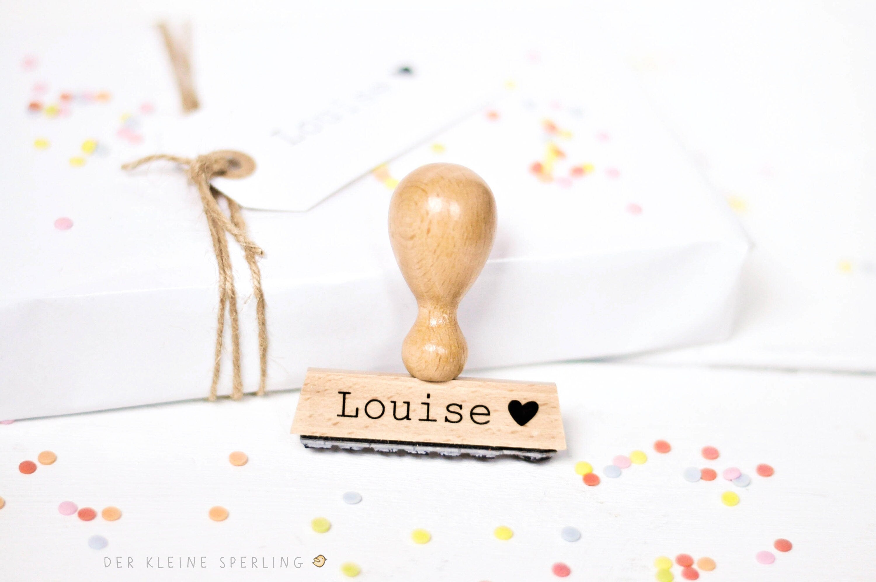 Stempel mit Wunschtext & Herz, Stempel Namen, Stempel Hochzeit, Namensstempel, Kinderstempel