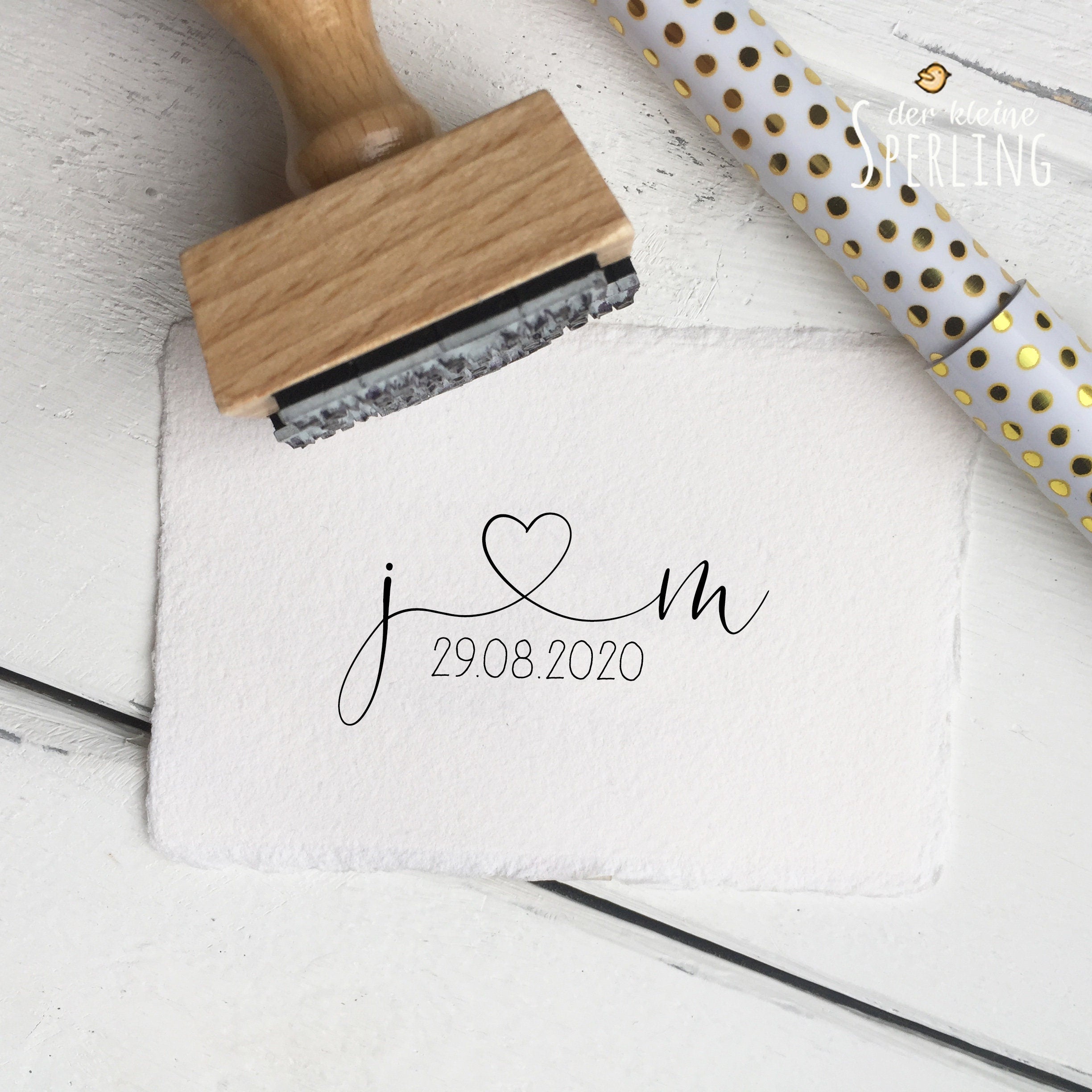 Stempel HOCHZEIT Initialen mit Herz und Datum, Hochzeitsstempel, Stempel Hochzeit