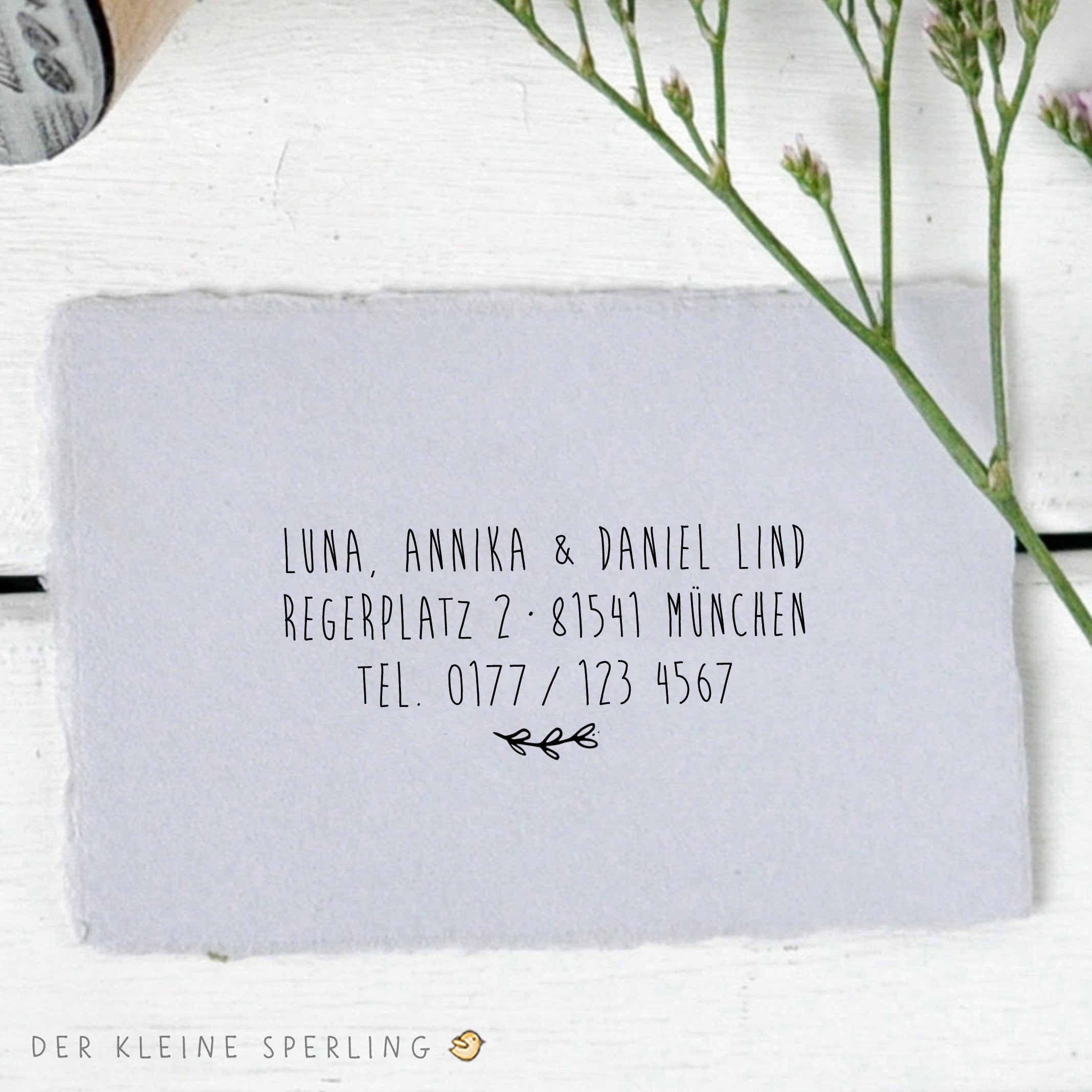 STEMPEL Adresse Blätterranke | Stempel personalisiert | Adressstempel | Namensstempel | Stempel Hochzeit | Stempel Schulanfang