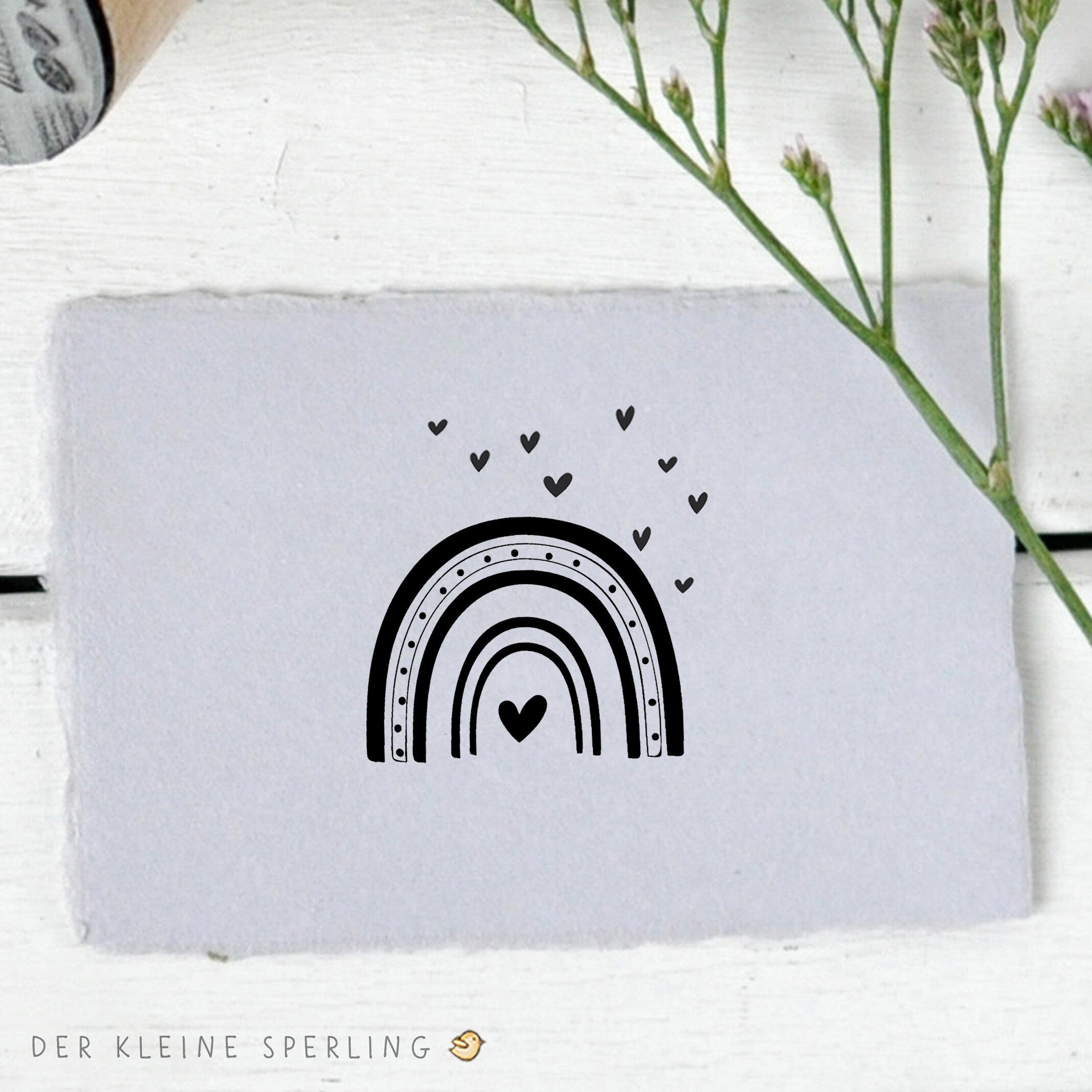Stempel REGENBOGEN mit Herzen