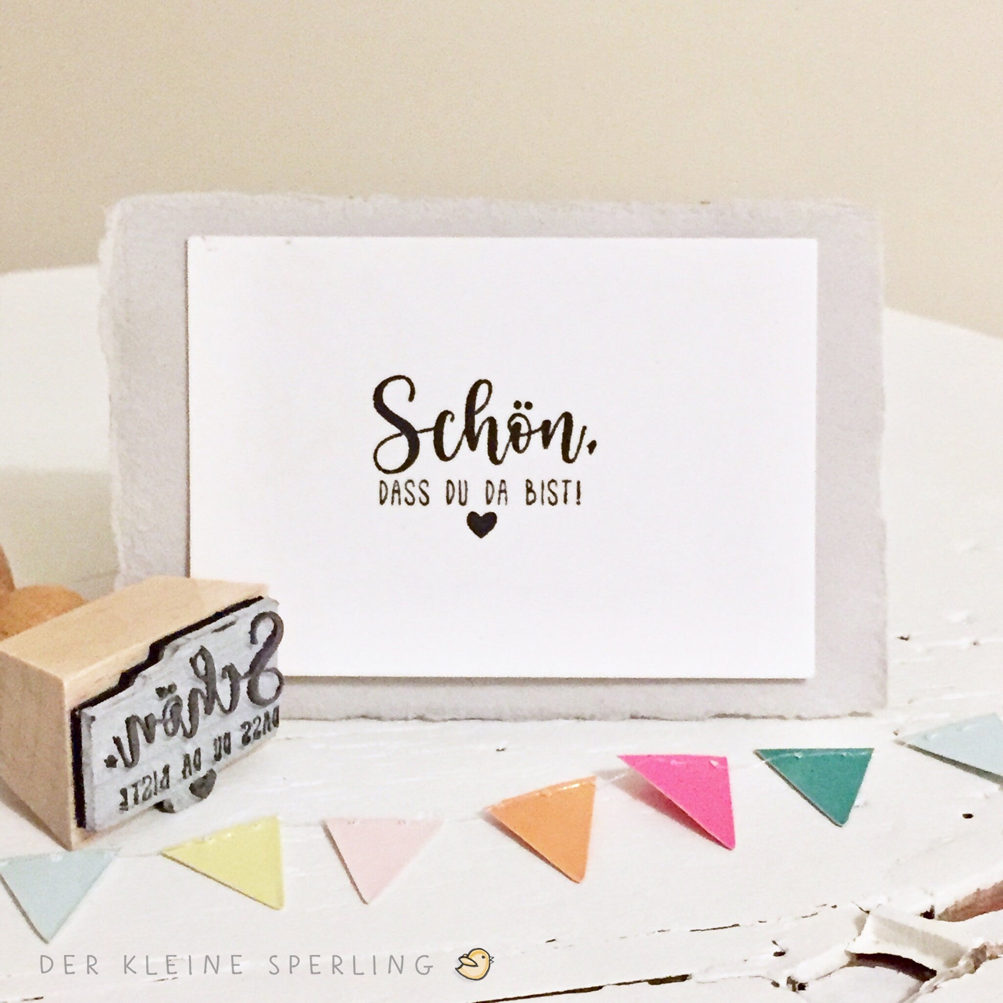 Stempel HOCHZEIT Schön, dass du da bist!, mit Herz, Stempel Gastgeschenk