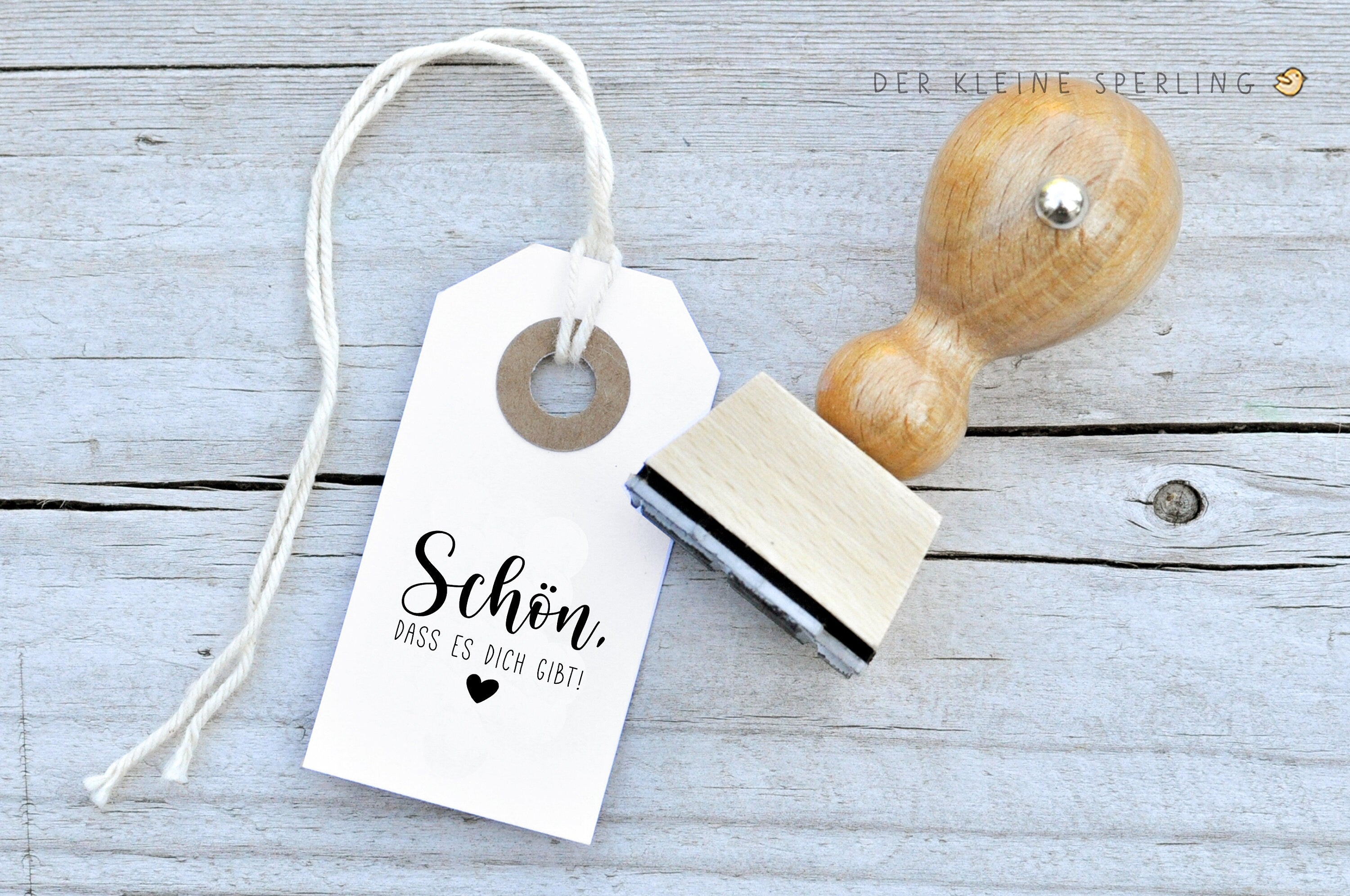 Stempel Schön, dass es dich gibt! mit Herz, Stempel Hochzeit / Geburtstag