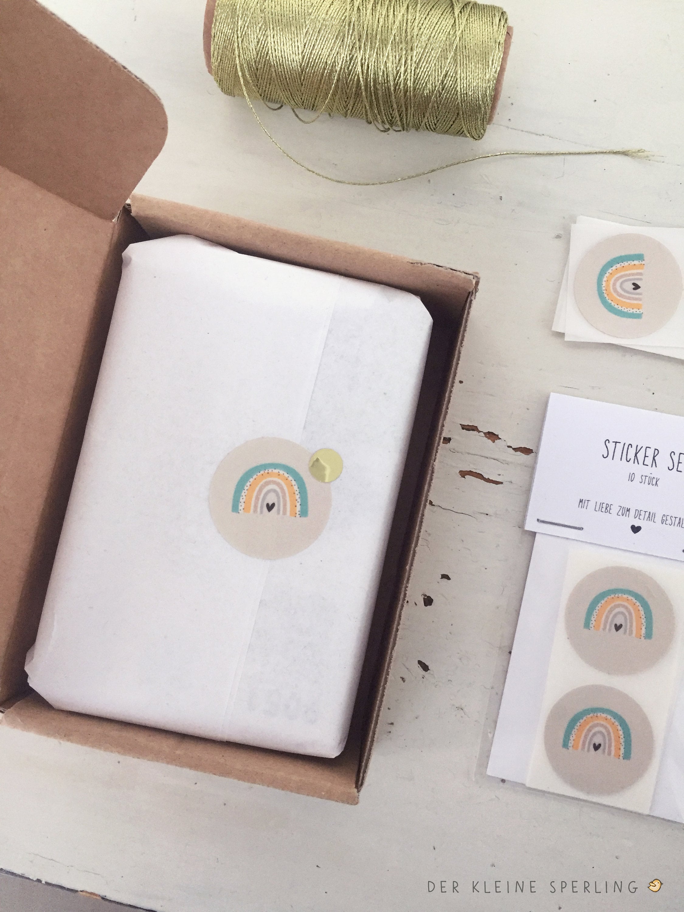 Sticker Set Regenbogen mit Herz, Aufkleber Regenbogen