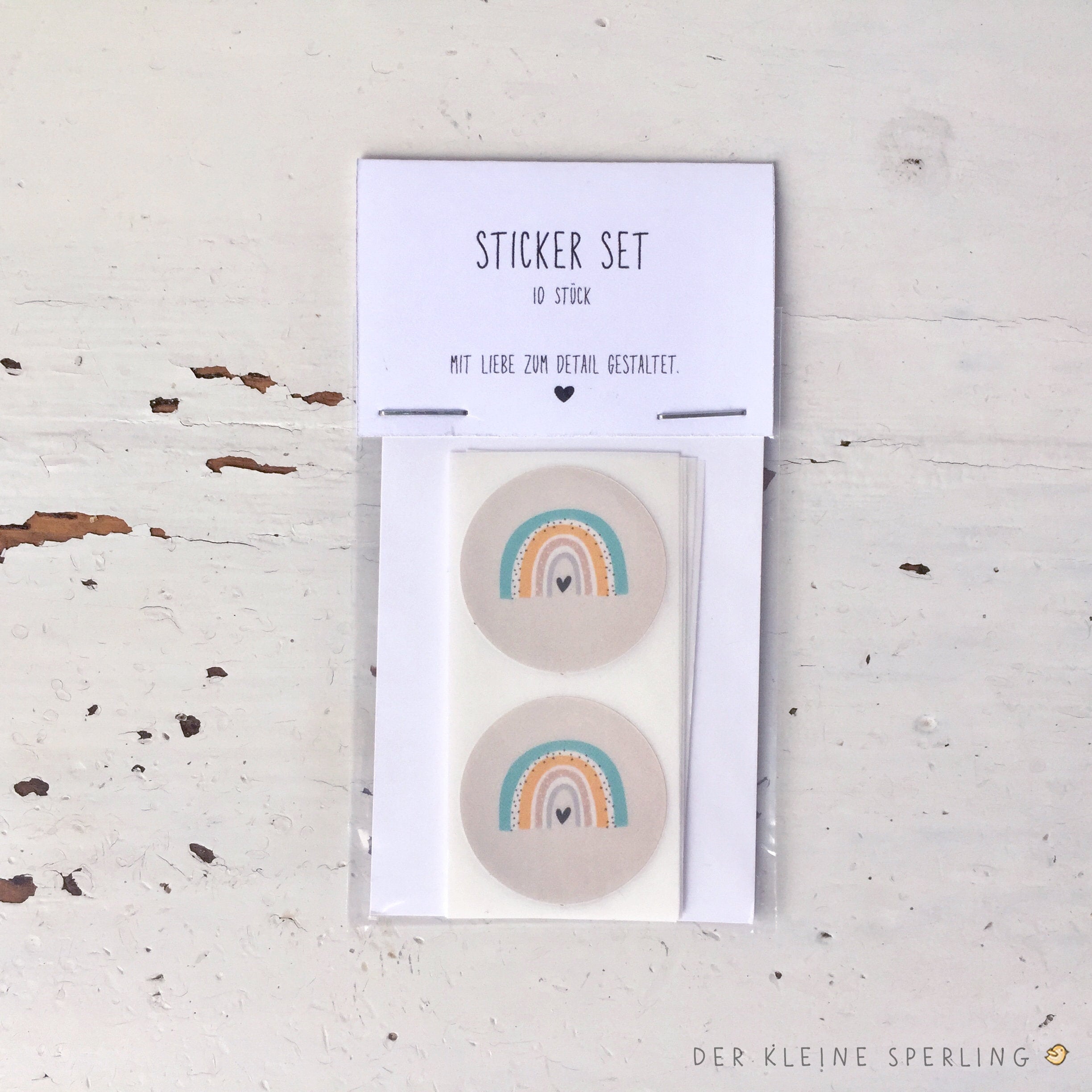 Sticker Set Regenbogen mit Herz, Aufkleber Regenbogen