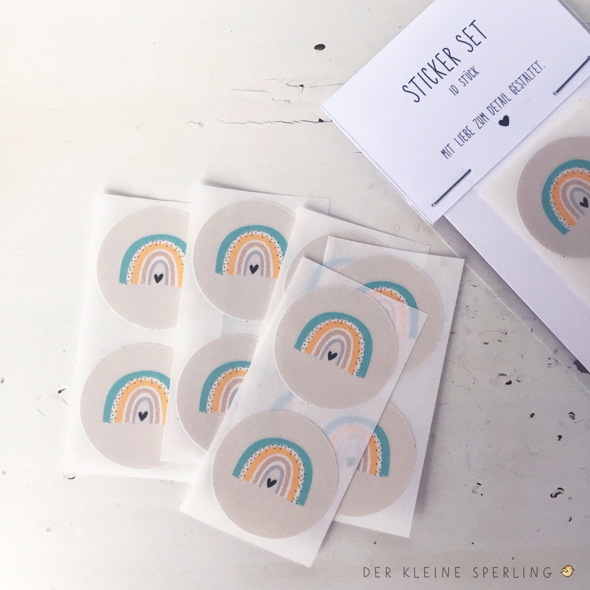 Sticker Set Regenbogen mit Herz, Aufkleber Regenbogen