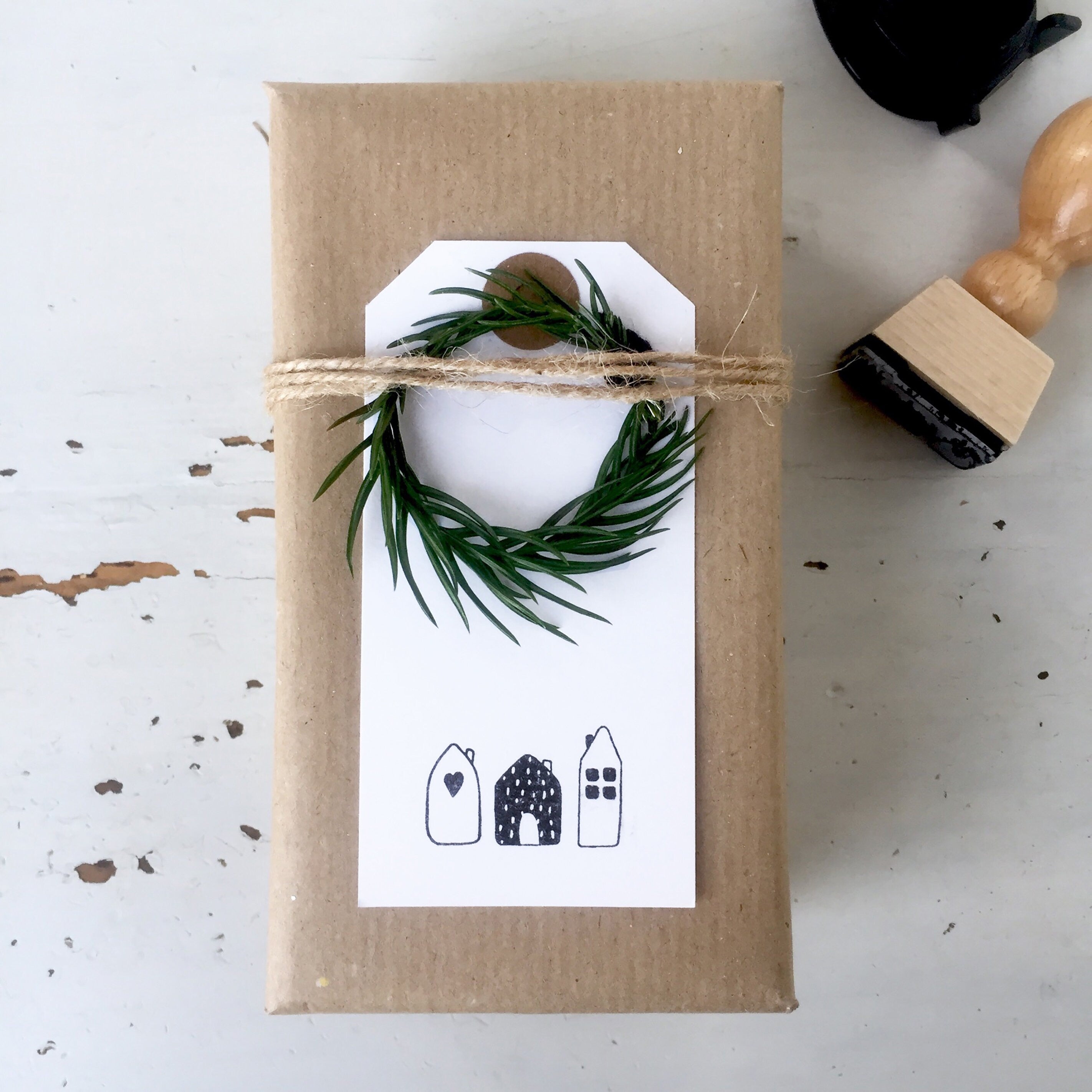 Stempel Weihnachten, Stempel Häuschen Motivstempel, Weihnachtsstempel, Stempel für Weihnachten, Scandi