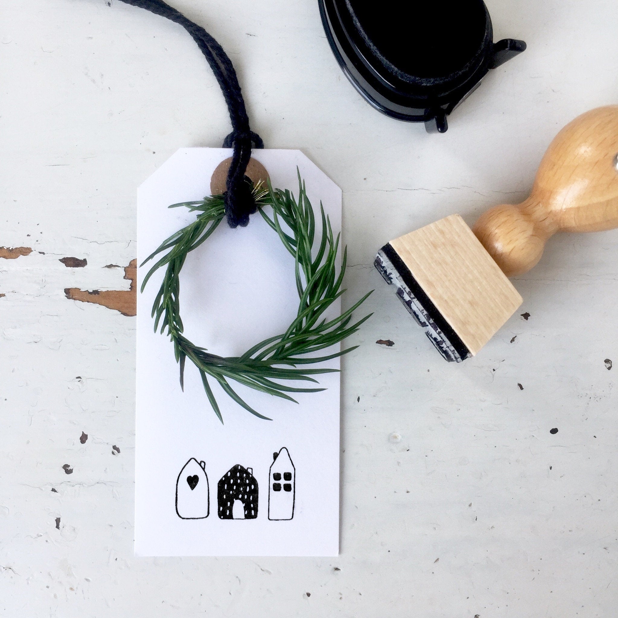 Stempel Weihnachten, Stempel Häuschen Motivstempel, Weihnachtsstempel, Stempel für Weihnachten, Scandi