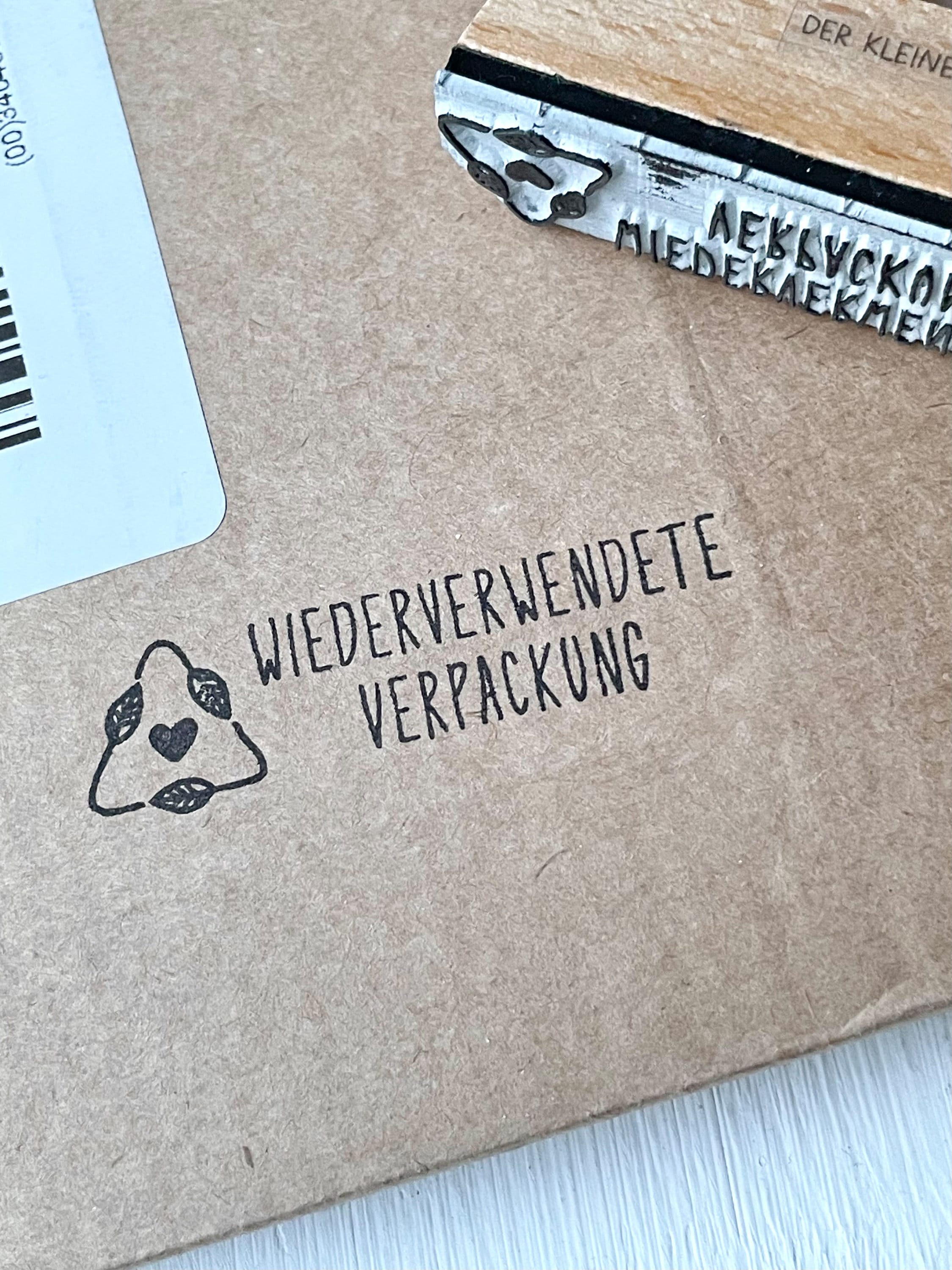 Stempel Wiederverwendete Verpackung, mit Eco Symbol, Verpackungsstempel