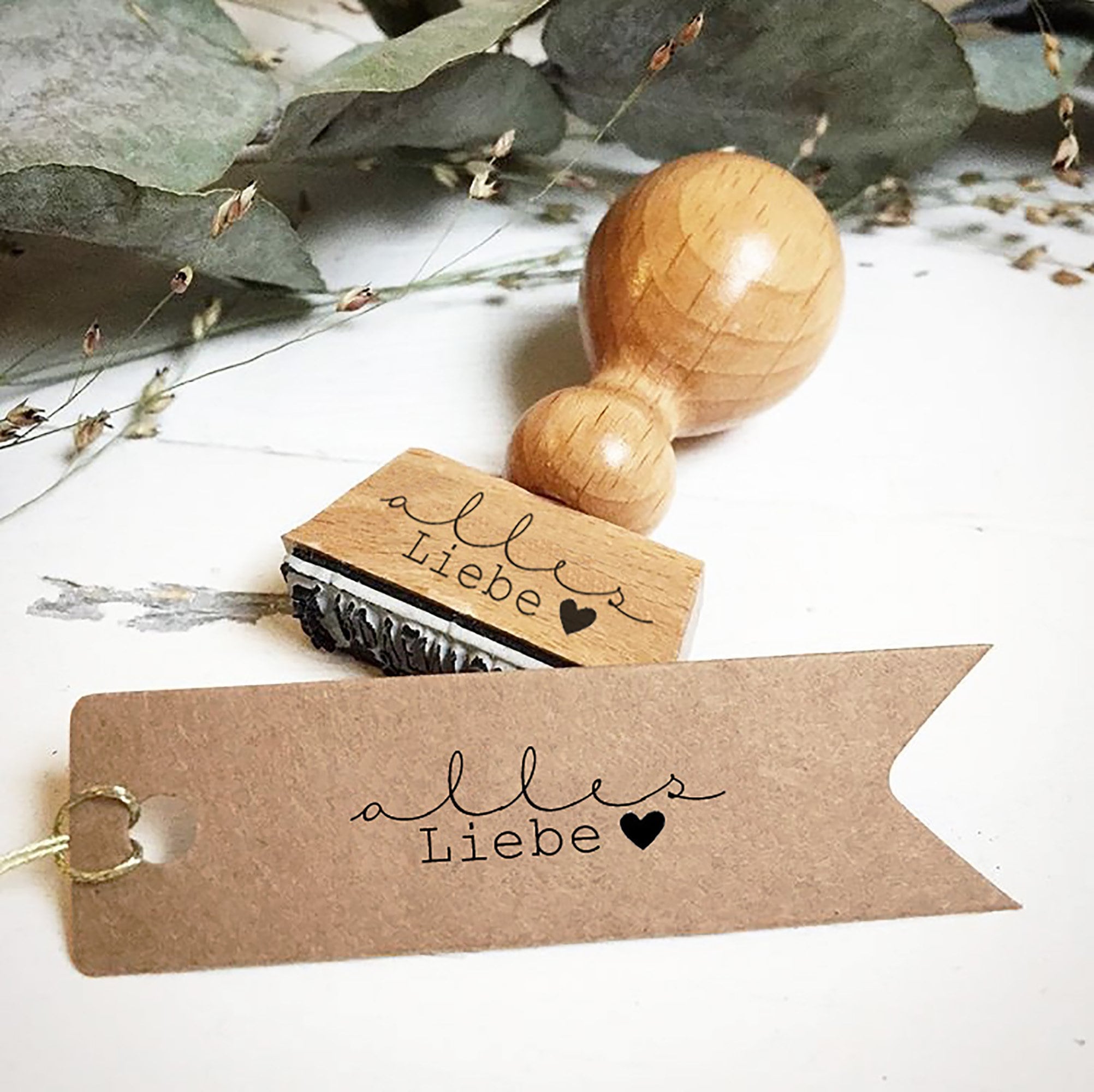 Stempel "alles Liebe" mit Herz, Stempel Geschenk, Stempel Hochzeit