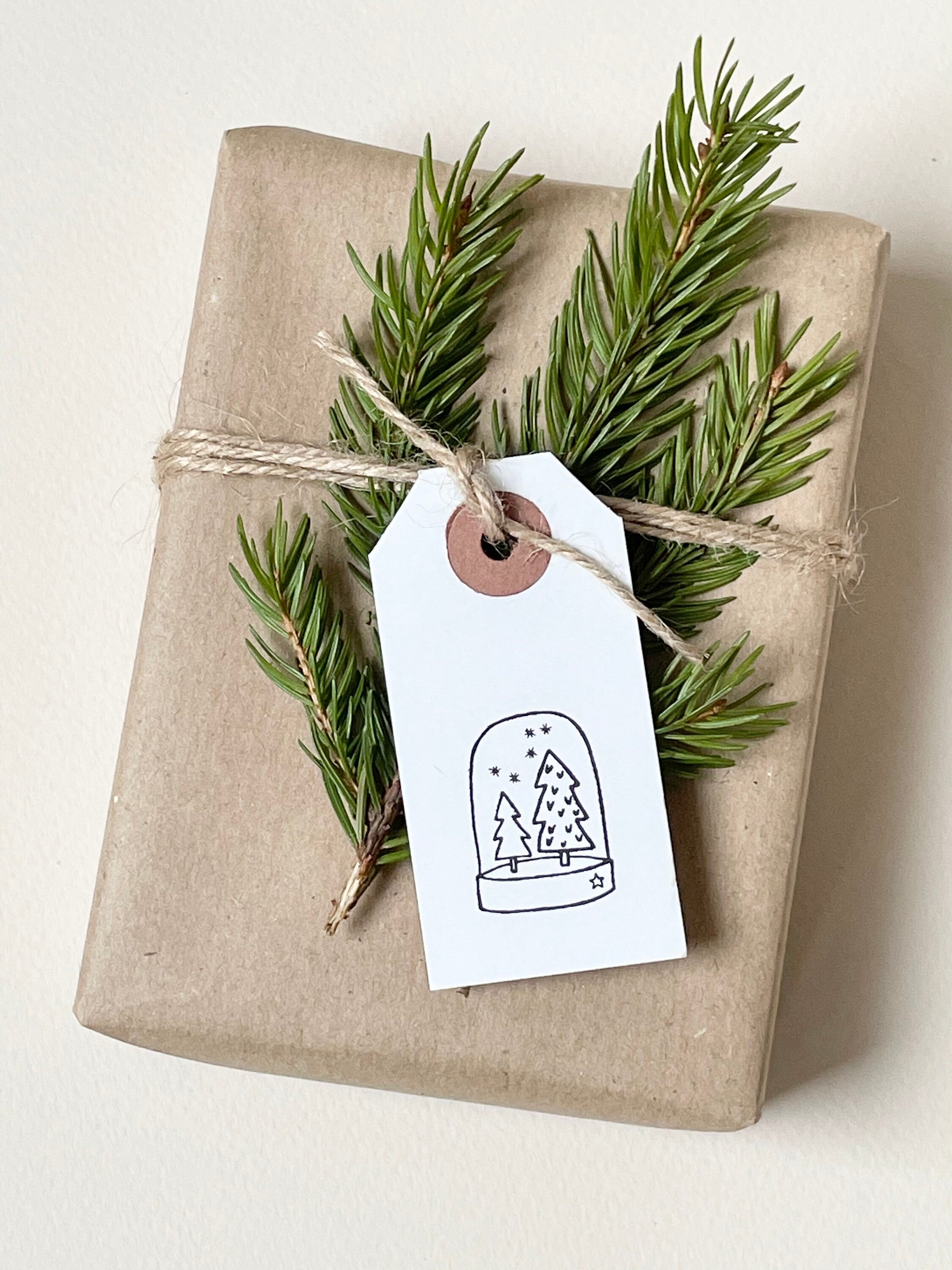 Stempel Weihnachten | Stempel Tannenbäume Schneeflocken Glashaube | Weihnachtsstempel | Adventskalender | Weihnachtsbaum