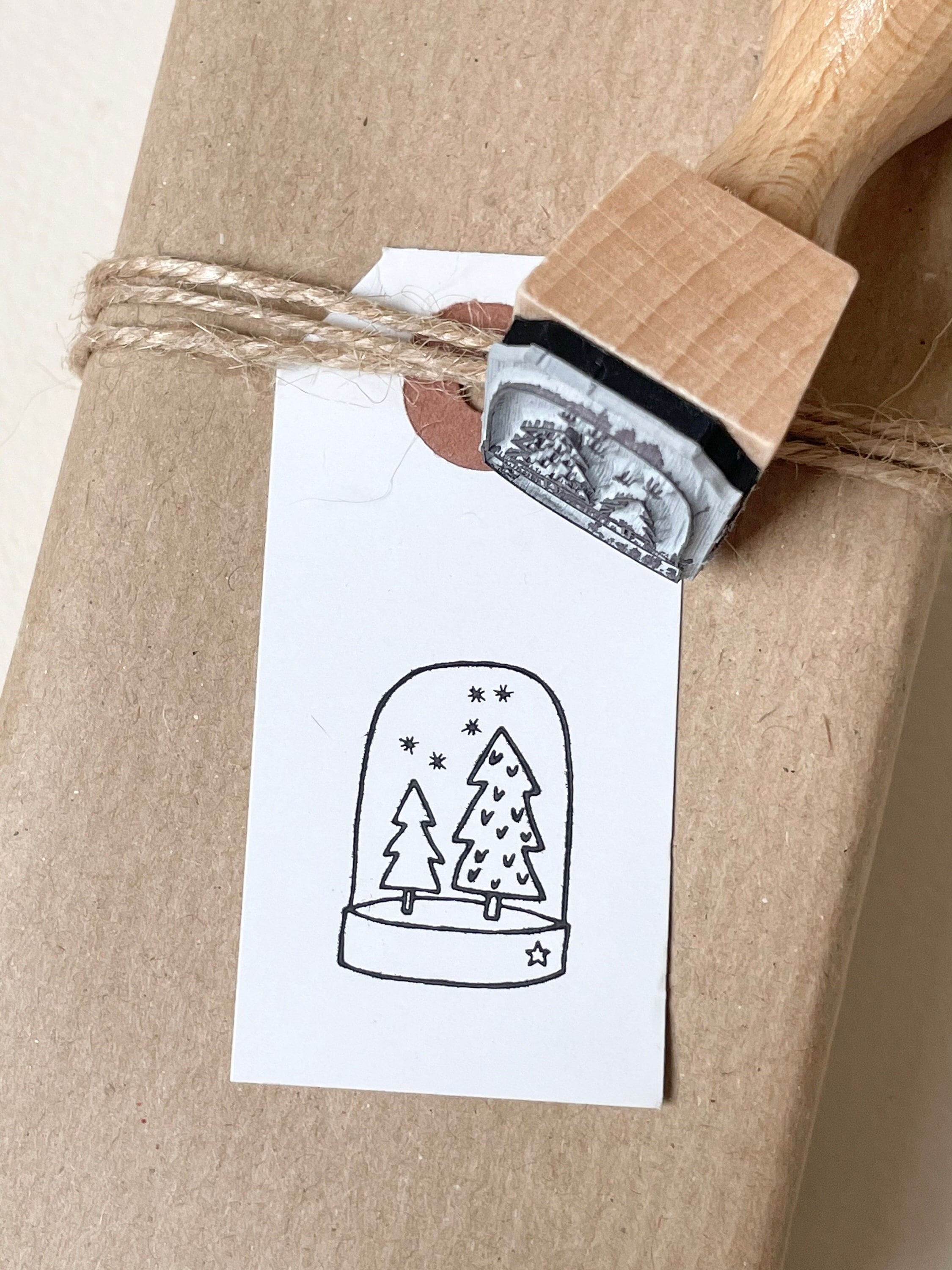 Stempel Weihnachten | Stempel Tannenbäume Schneeflocken Glashaube | Weihnachtsstempel | Adventskalender | Weihnachtsbaum