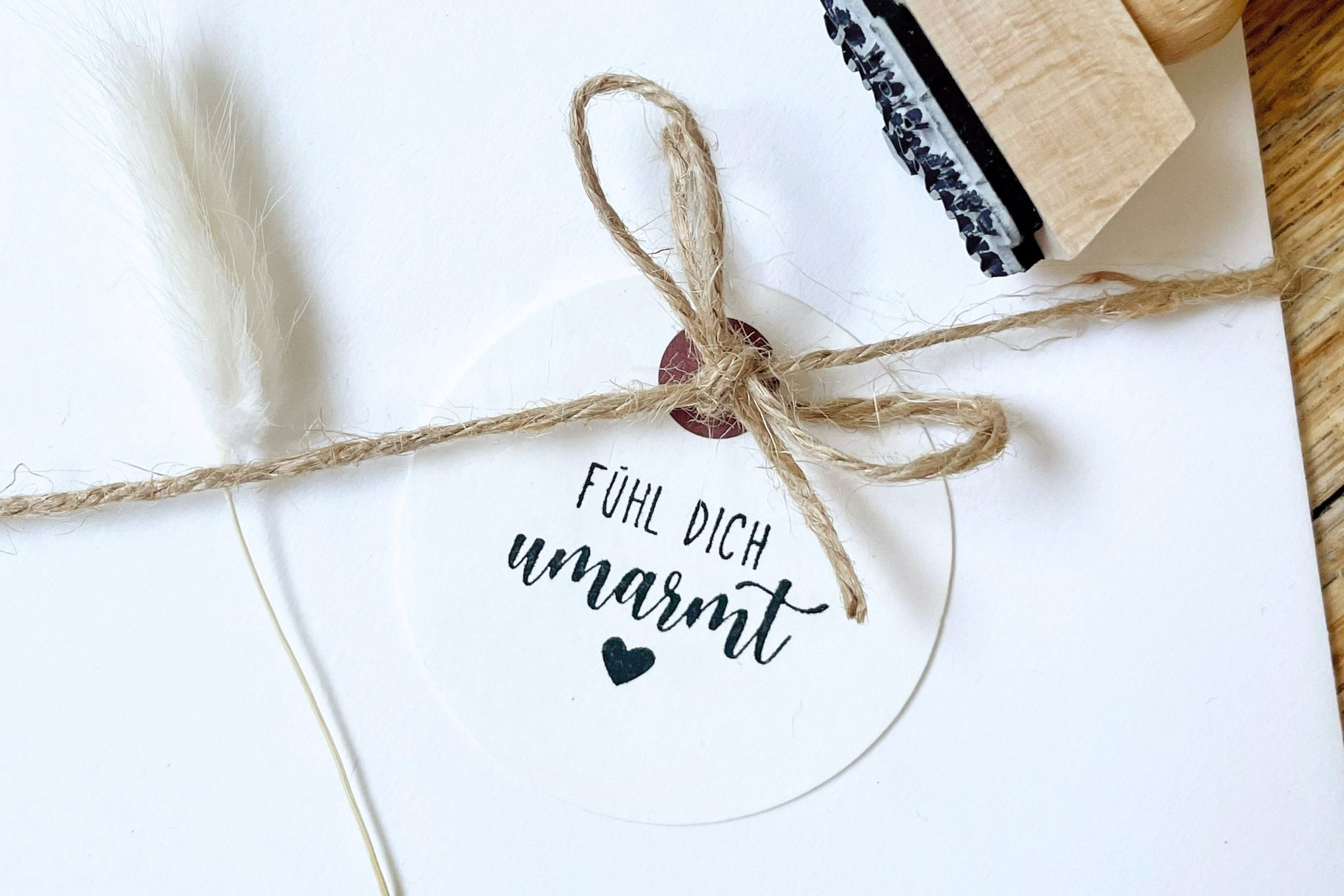 STEMPEL Fühl dich umarmt, mit Herz Motiv, Stempel Hochzeit, Stempel da