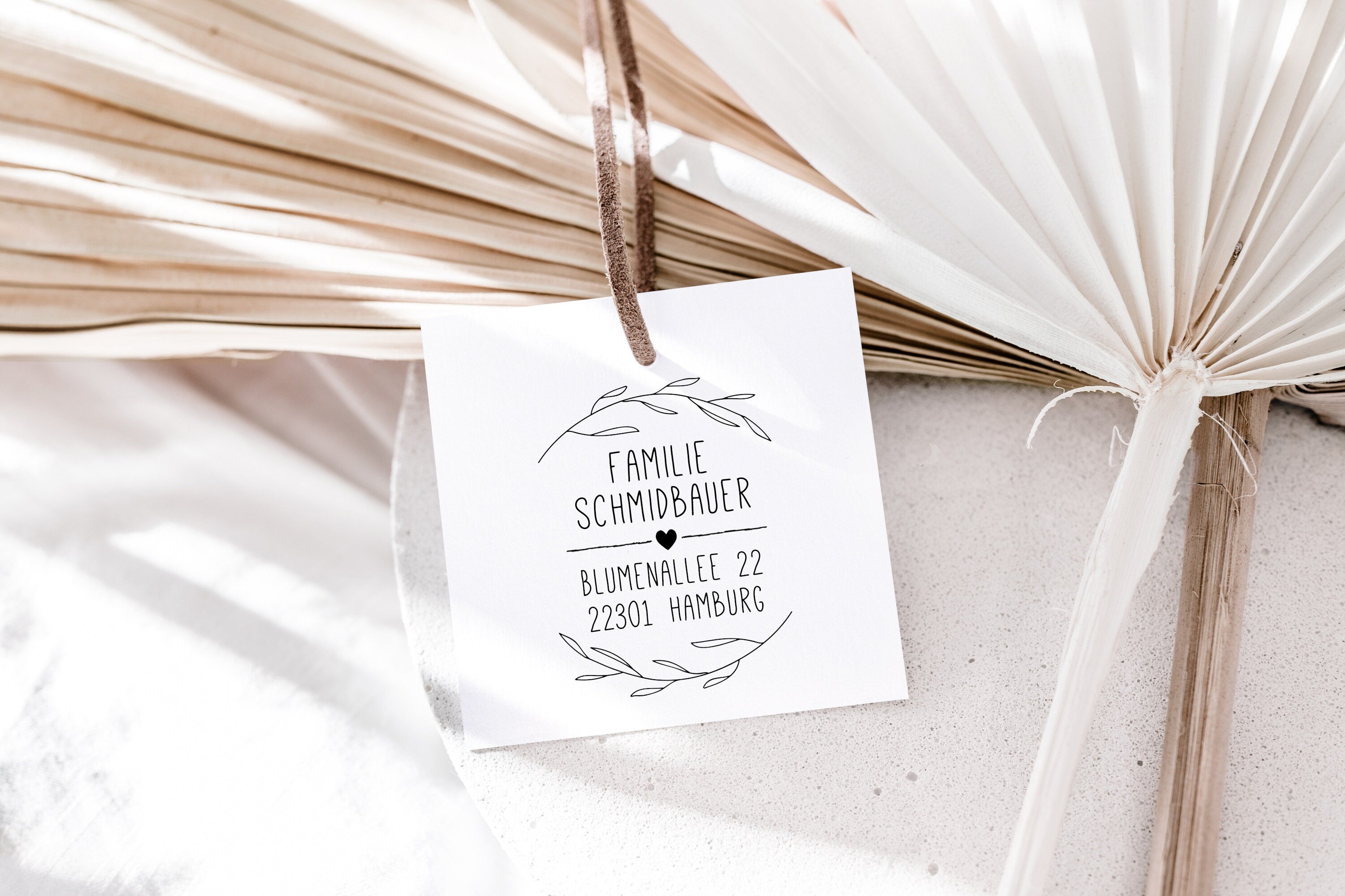 Stempel Adresse personalisiert, Floral, Herz, Adressstempel