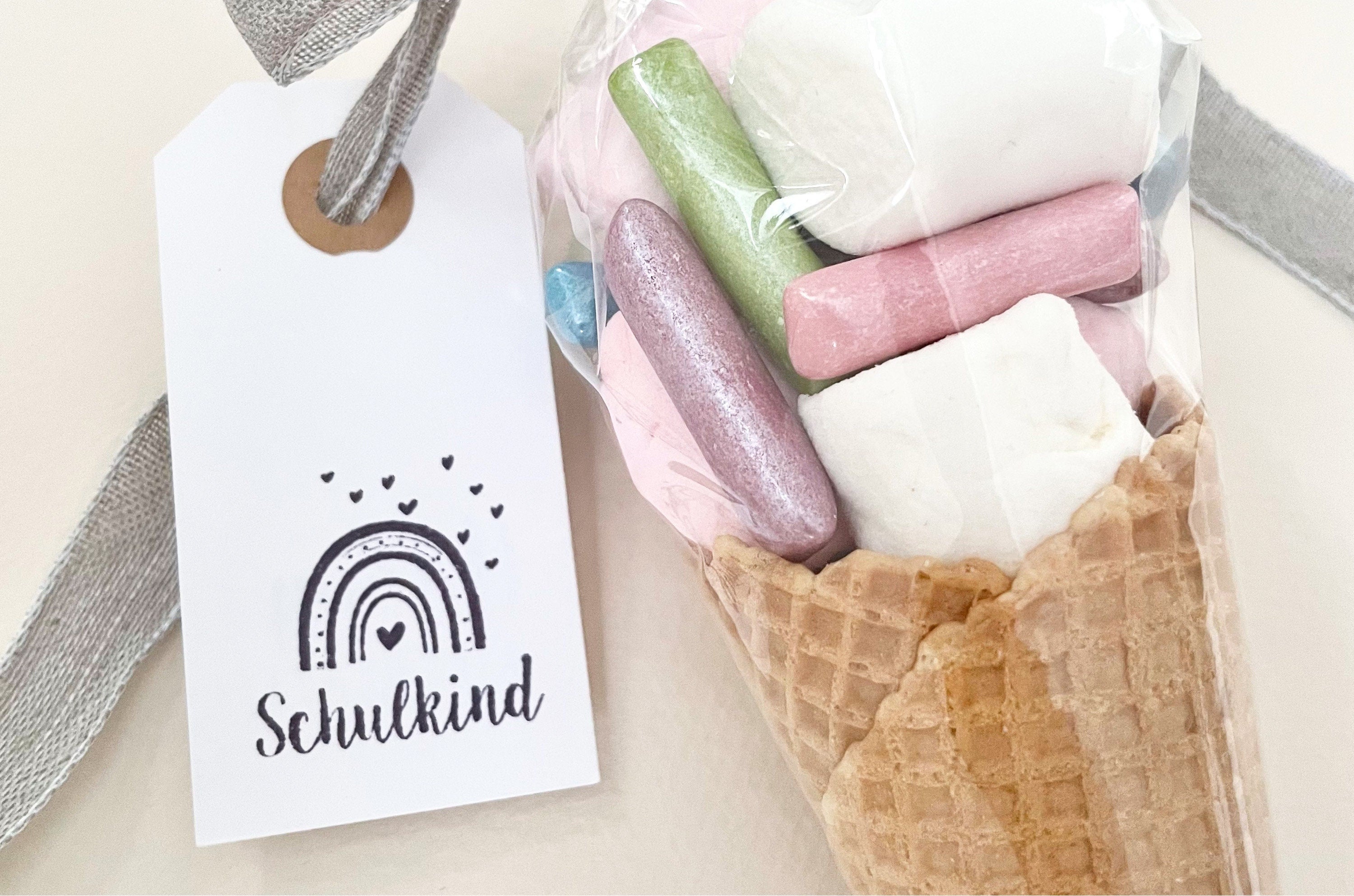 Stempel SCHULKIND Regenbogen, Schultüte, Stempel Schulanfang