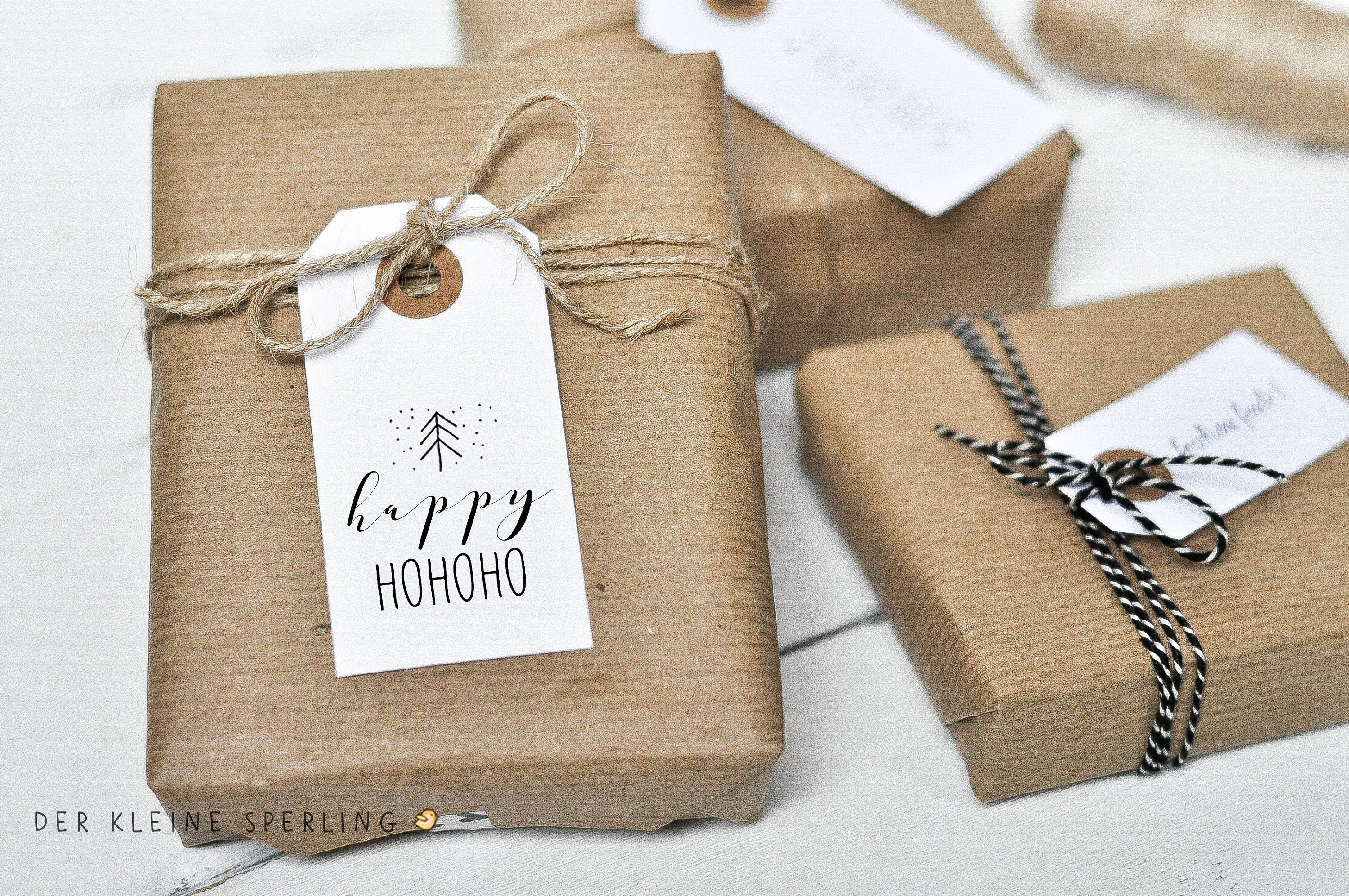 Stempel Weihnachten | Textstempel "happy HOHOHO" mit Tannenbaum | Weihnachtsstempel | Adventskalender