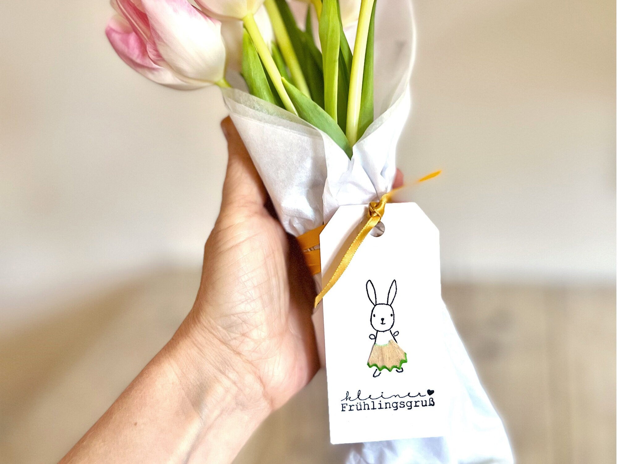 Stempel kleiner Frühlingsgruß mit Herz, Stempel Geschenk