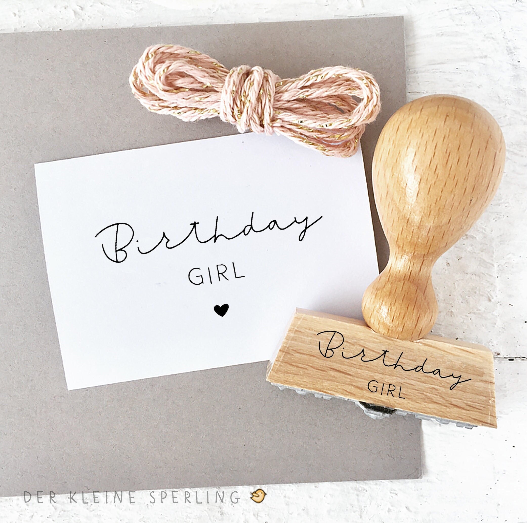 STEMPEL Birthday Girl mit Herz, Stempel Geburtstag