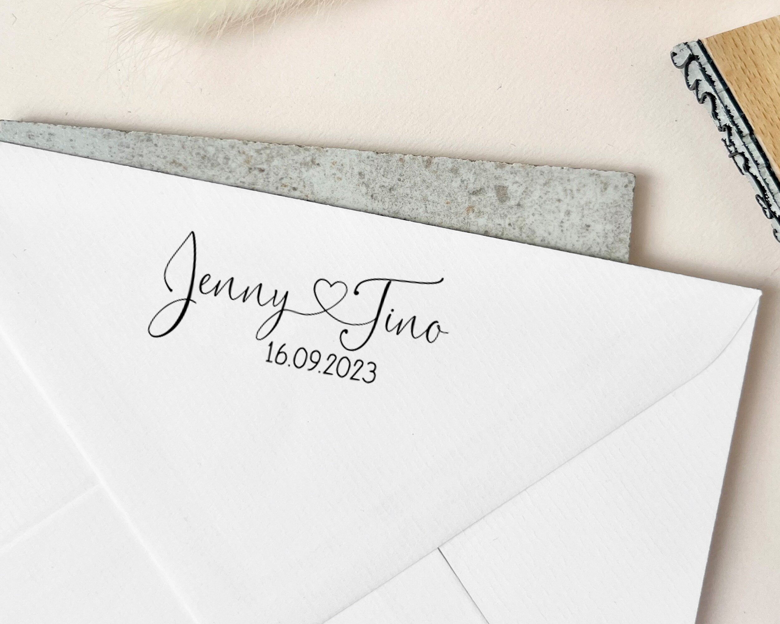 Stempel HOCHZEIT | Hochzeitsstempel herzverbunden | Hochzeitseinladung | Namen mit Herz | Hochzeitsdatum