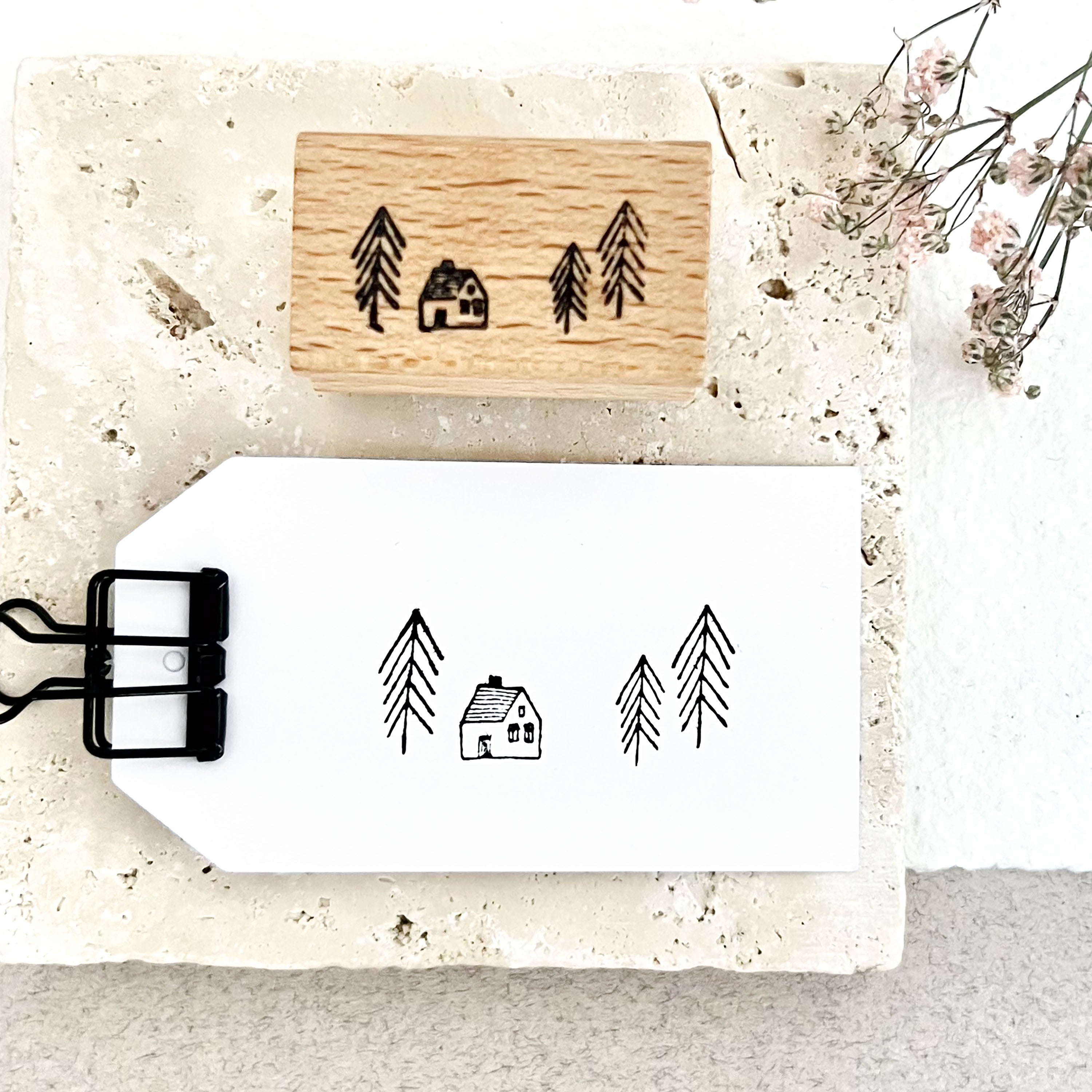 Stempel Weihnachten | Stempel Häuschen & Tannenbäume | Weihnachtsstempel | Adventskalender