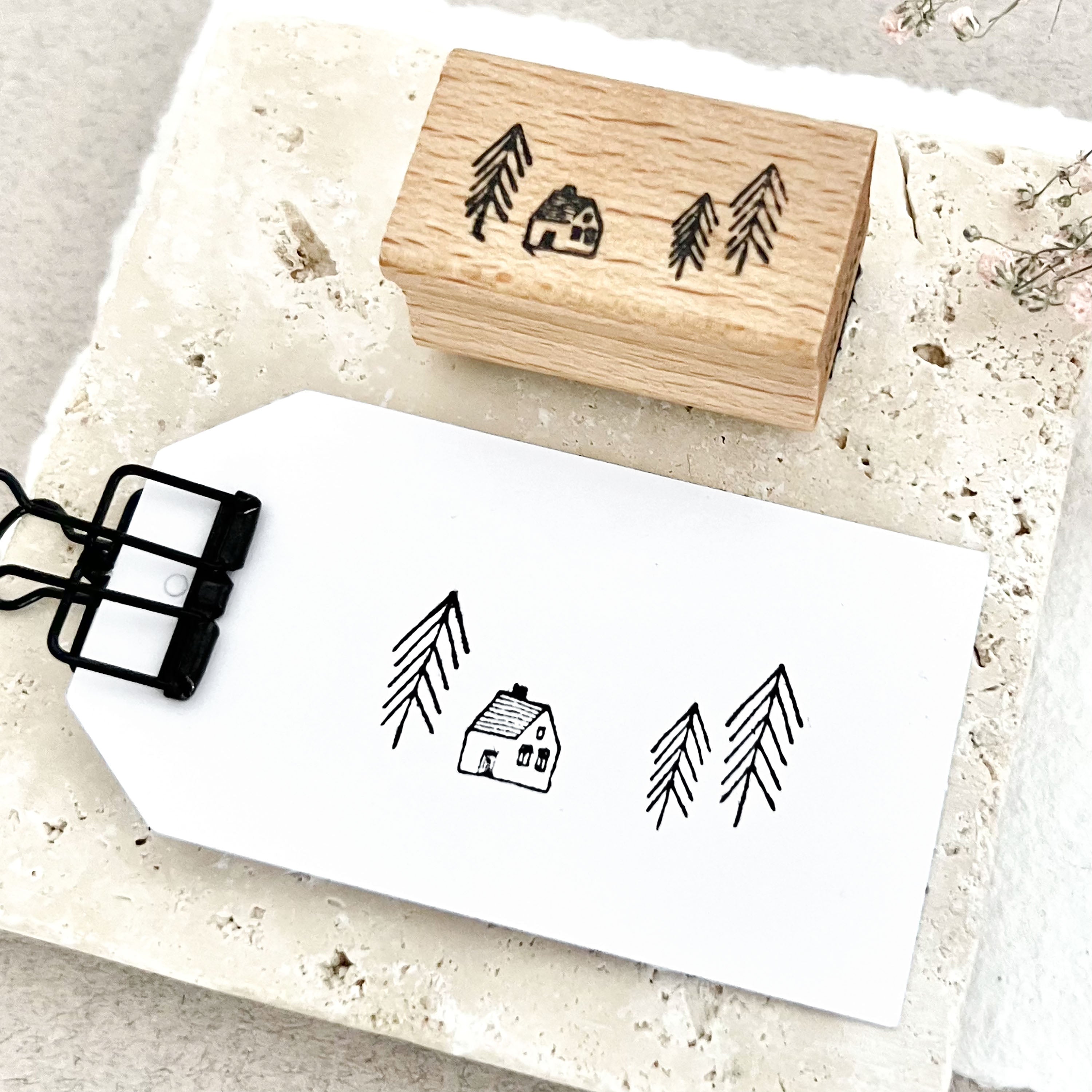 Stempel Weihnachten | Stempel Häuschen & Tannenbäume | Weihnachtsstempel | Adventskalender