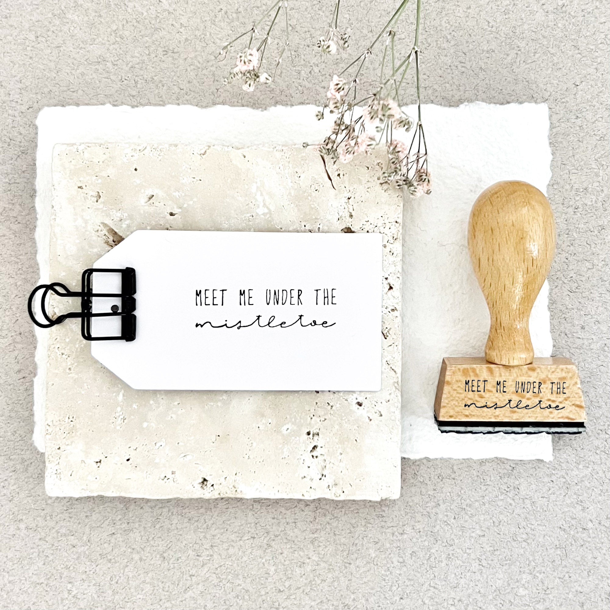 Stempel Weihnachten | Textstempel Meet me under the mistletoe | Weihnachtsstempel