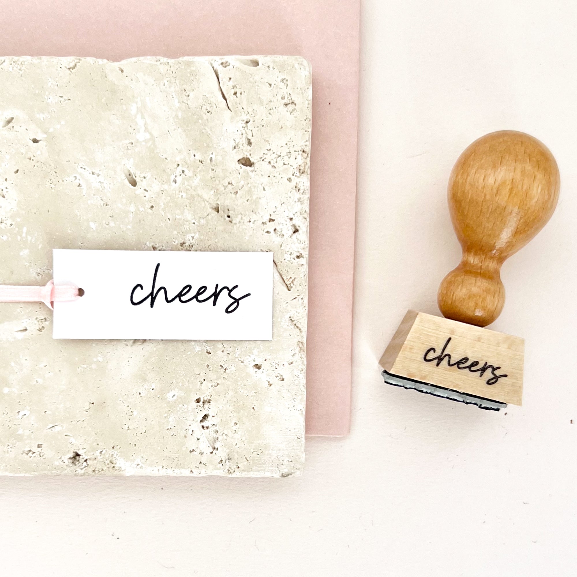 Stempel cheers | Textstempel für Mitbringsel